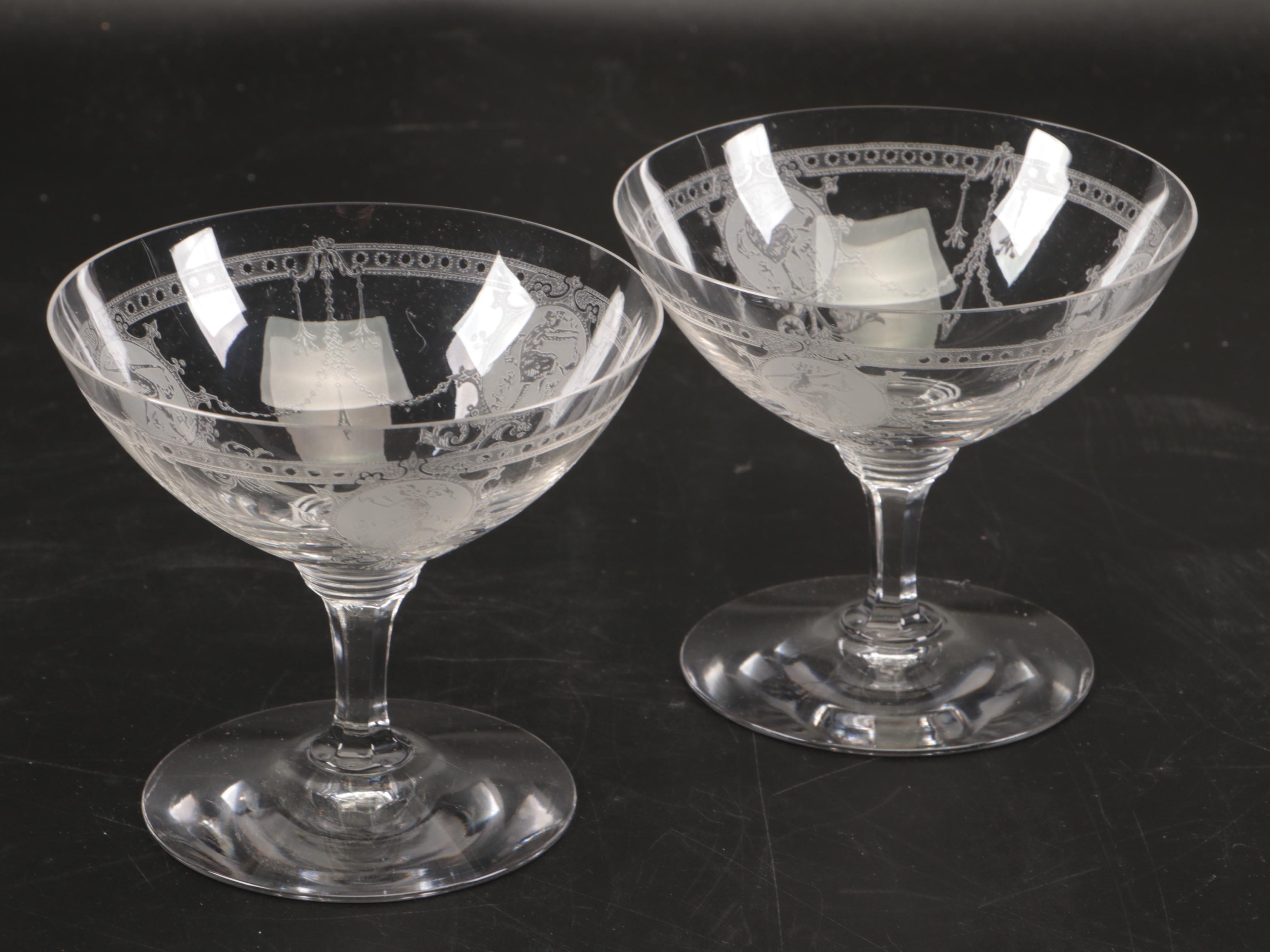 Cut Glass Water Glasses with Crystal Highball Glasses & Etched Crystal Stemware