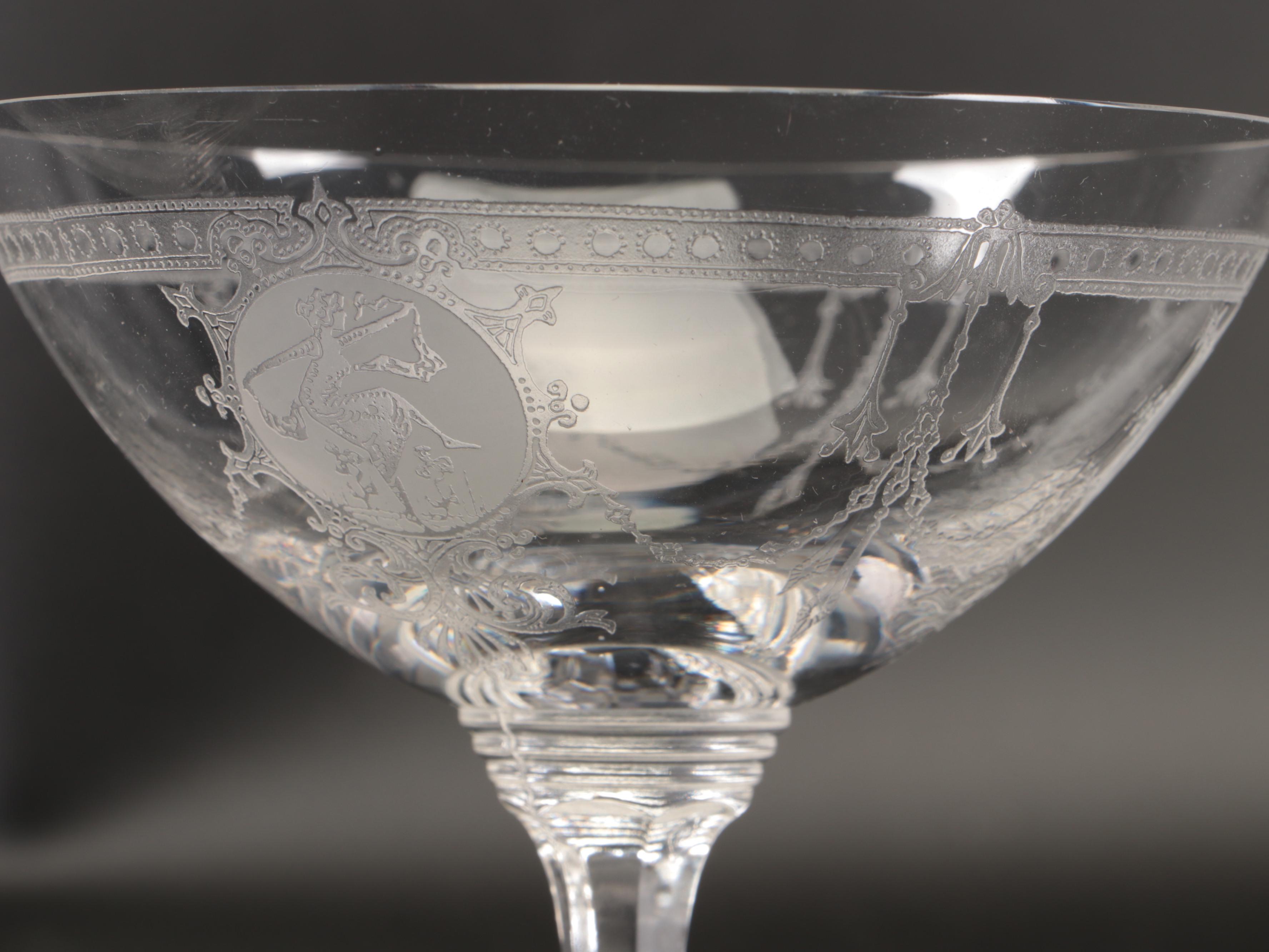 Cut Glass Water Glasses with Crystal Highball Glasses & Etched Crystal Stemware