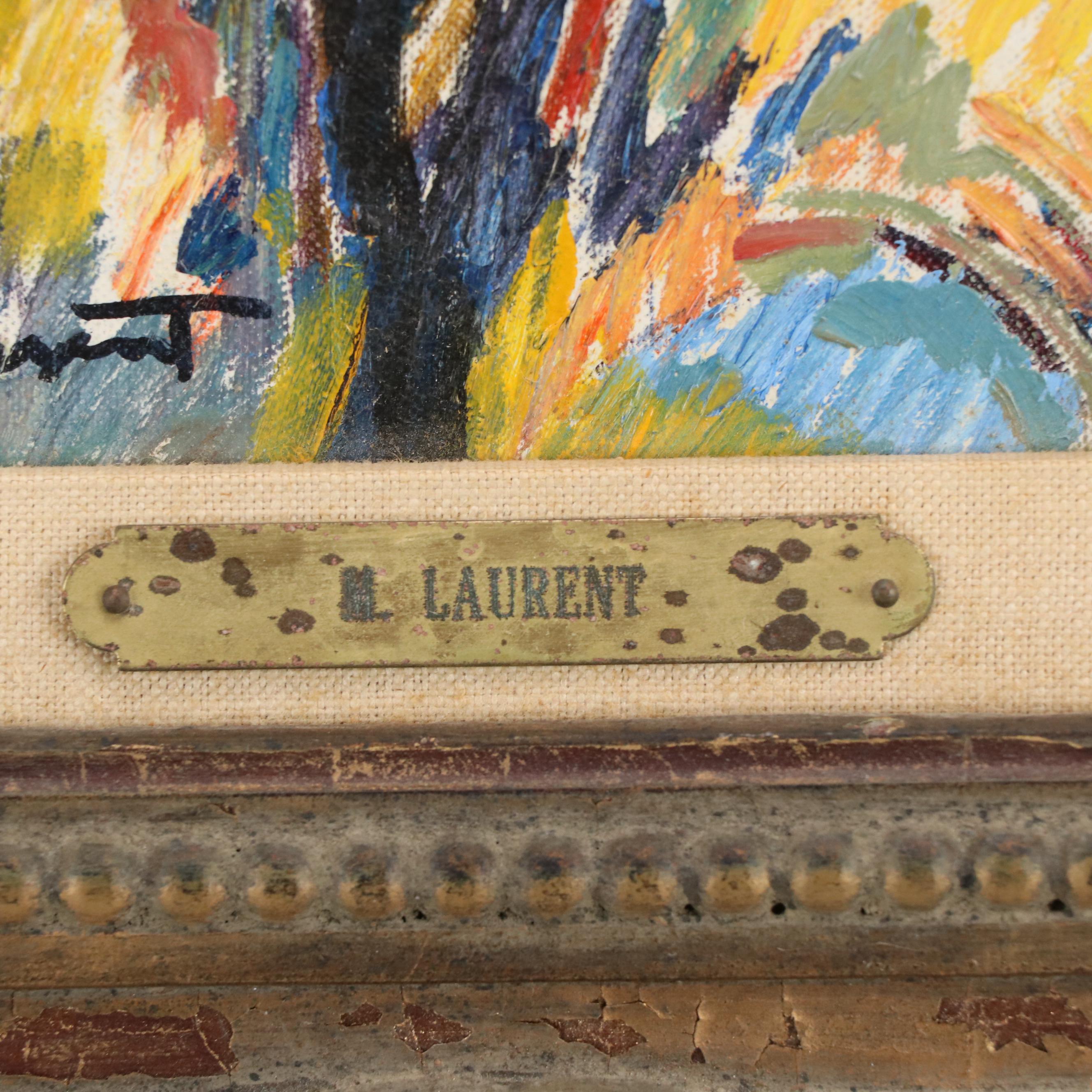 Maurice Laurent Oil Landscape Painting "Mougins," Mid-20th Century