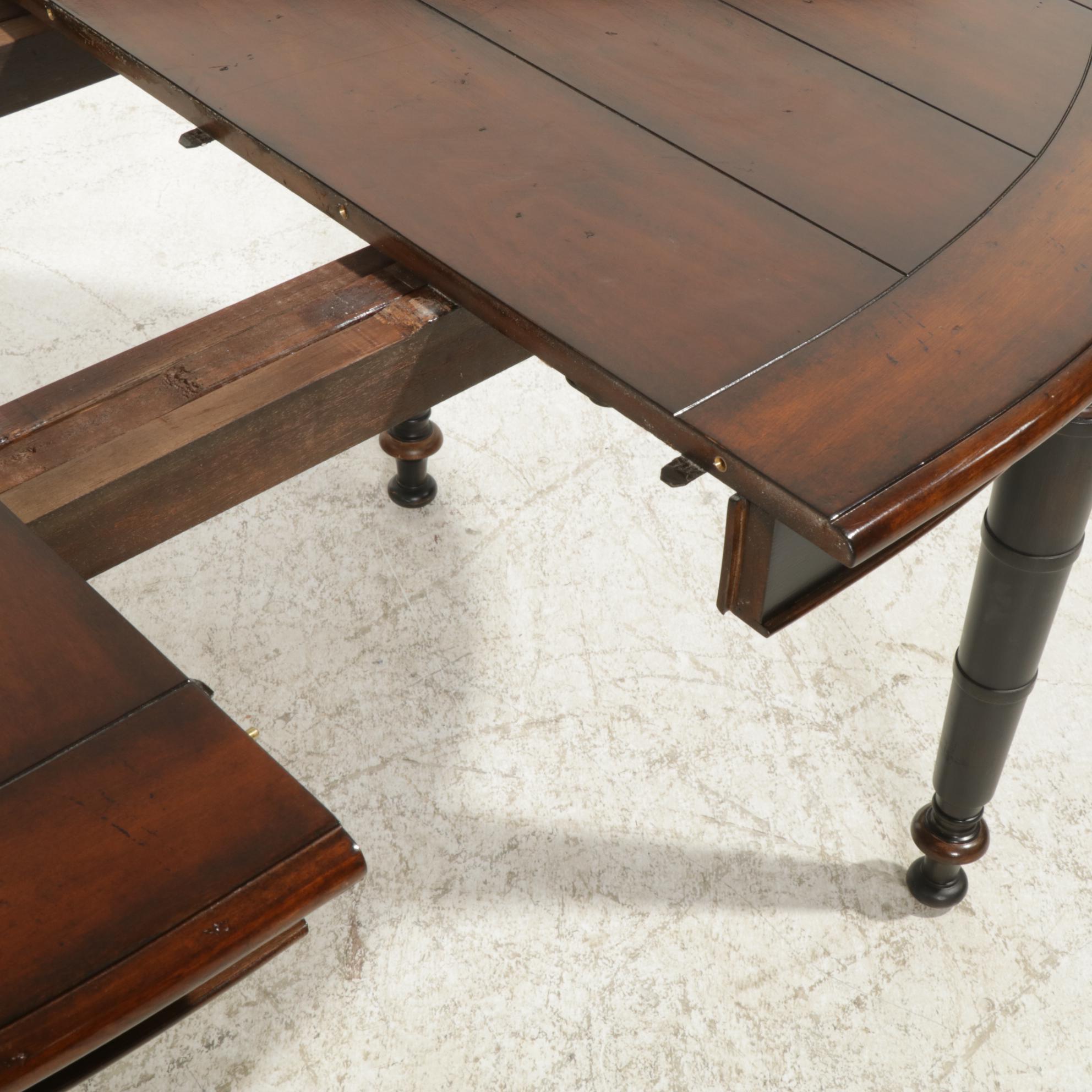 Woodbridge Furniture Parcel-Ebonized and Planked Top Extension Dining Table