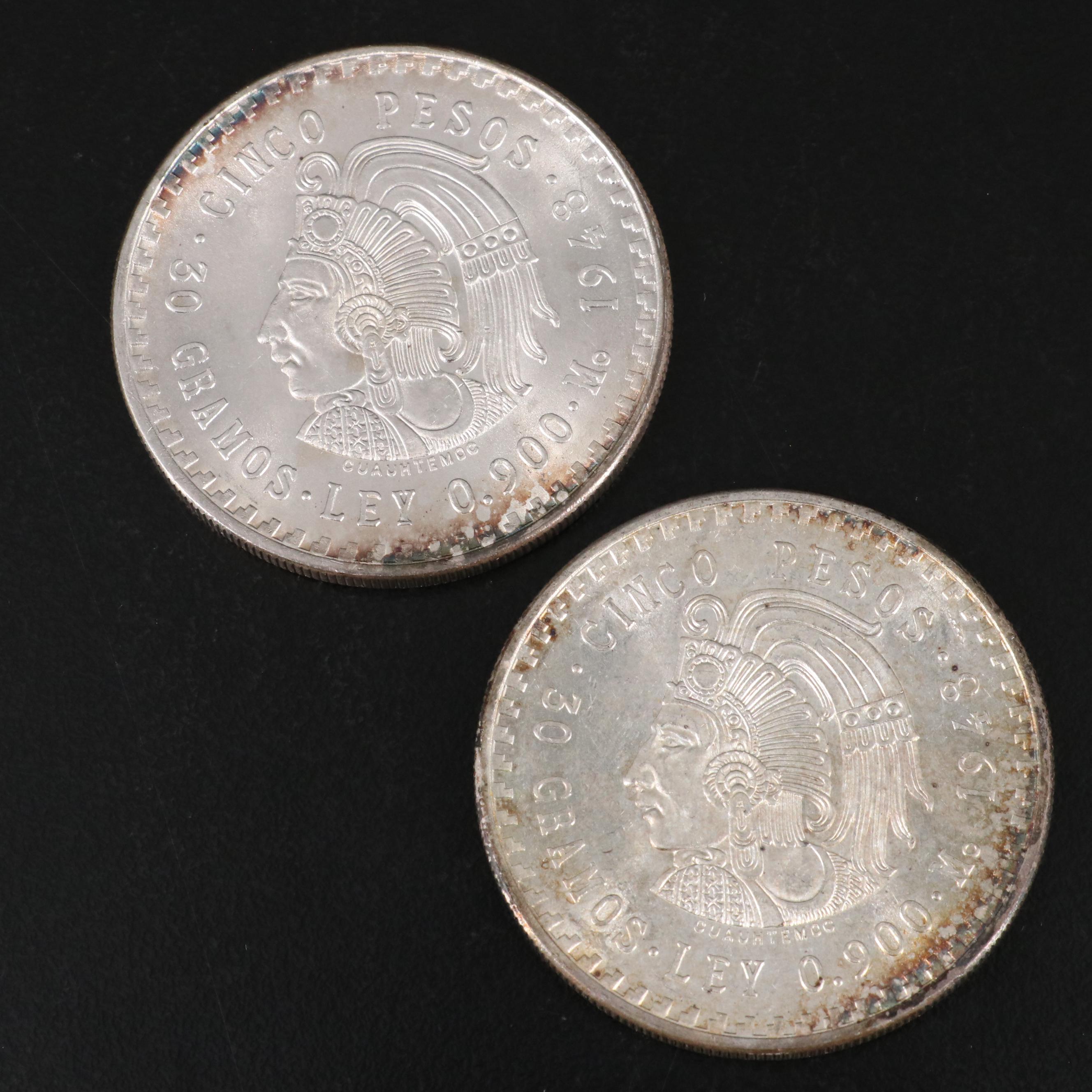 Group of Twenty 1948 Mexican Cinco Pesos Silver Coins
