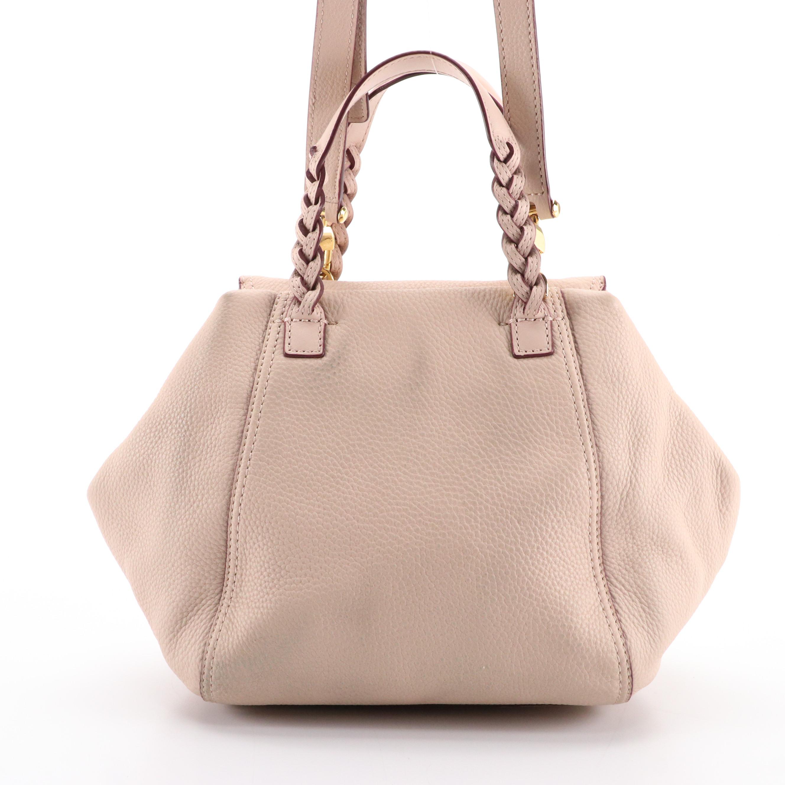 Tory Burch Half Moon Two-Way Bag in Blush Grained Leather