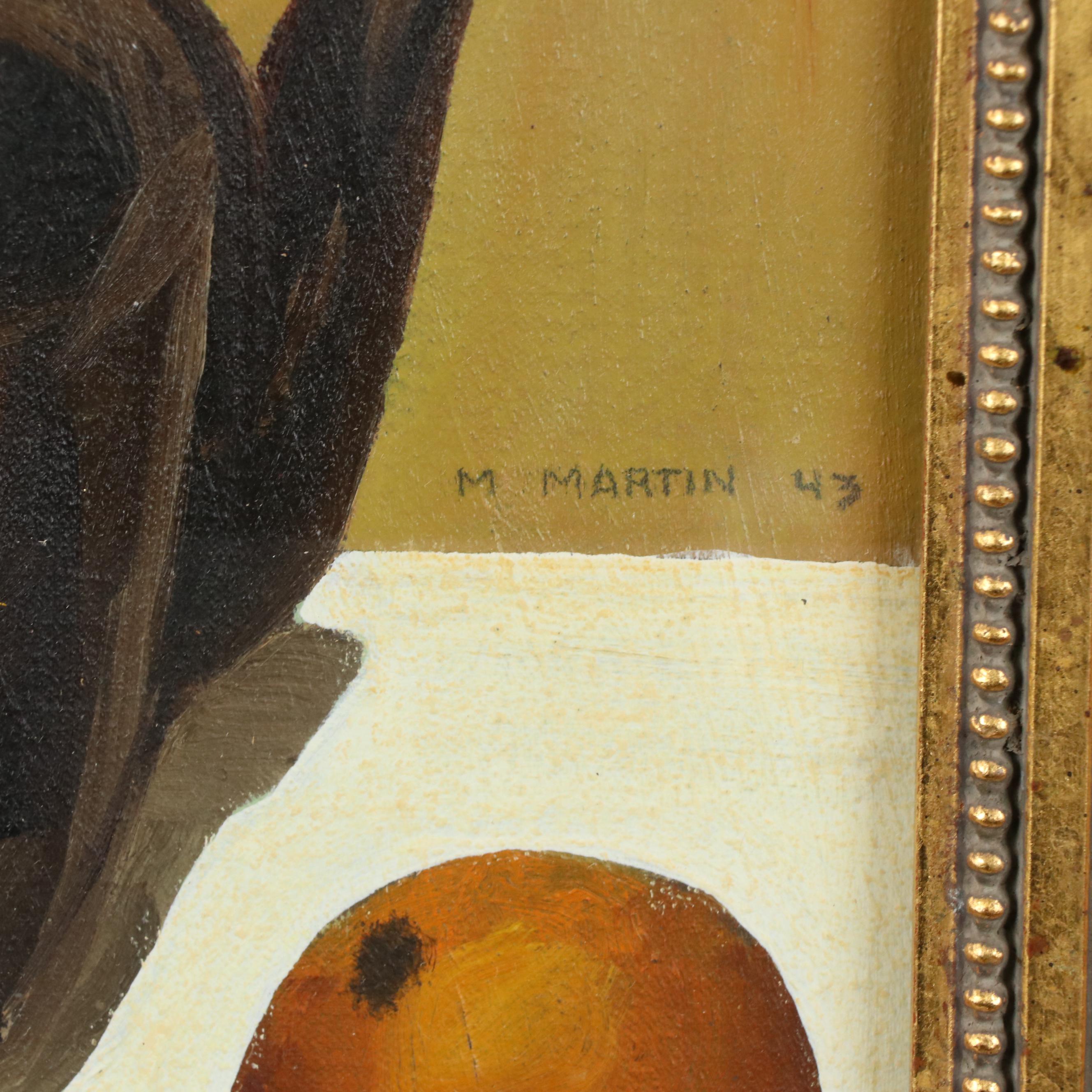 Still Life Oil Painting of a Teapot and an Orange, 1943