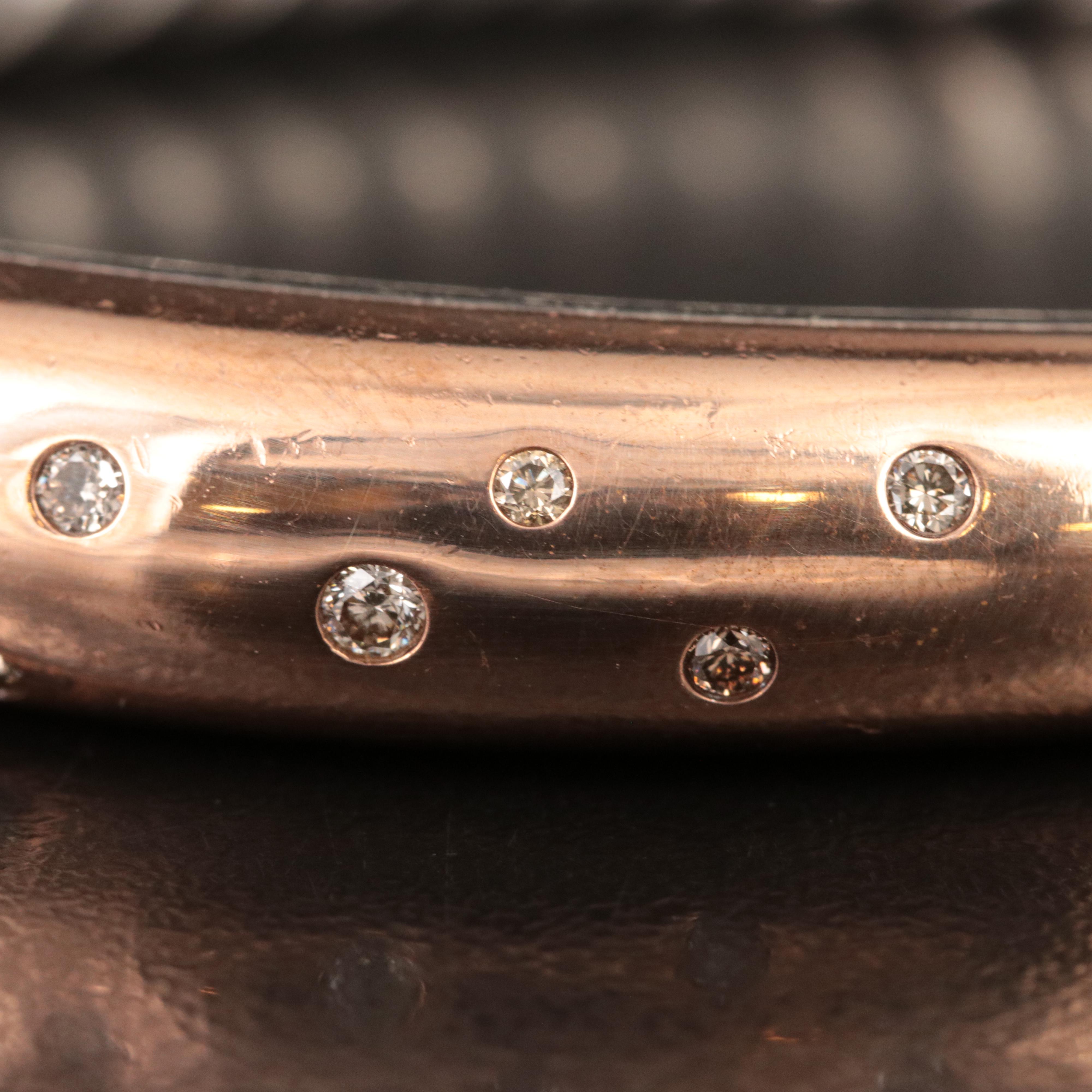 David Yurman Pure Form Sterling, Bronze and 0.38 CTW Diamond Hinged Bracelet