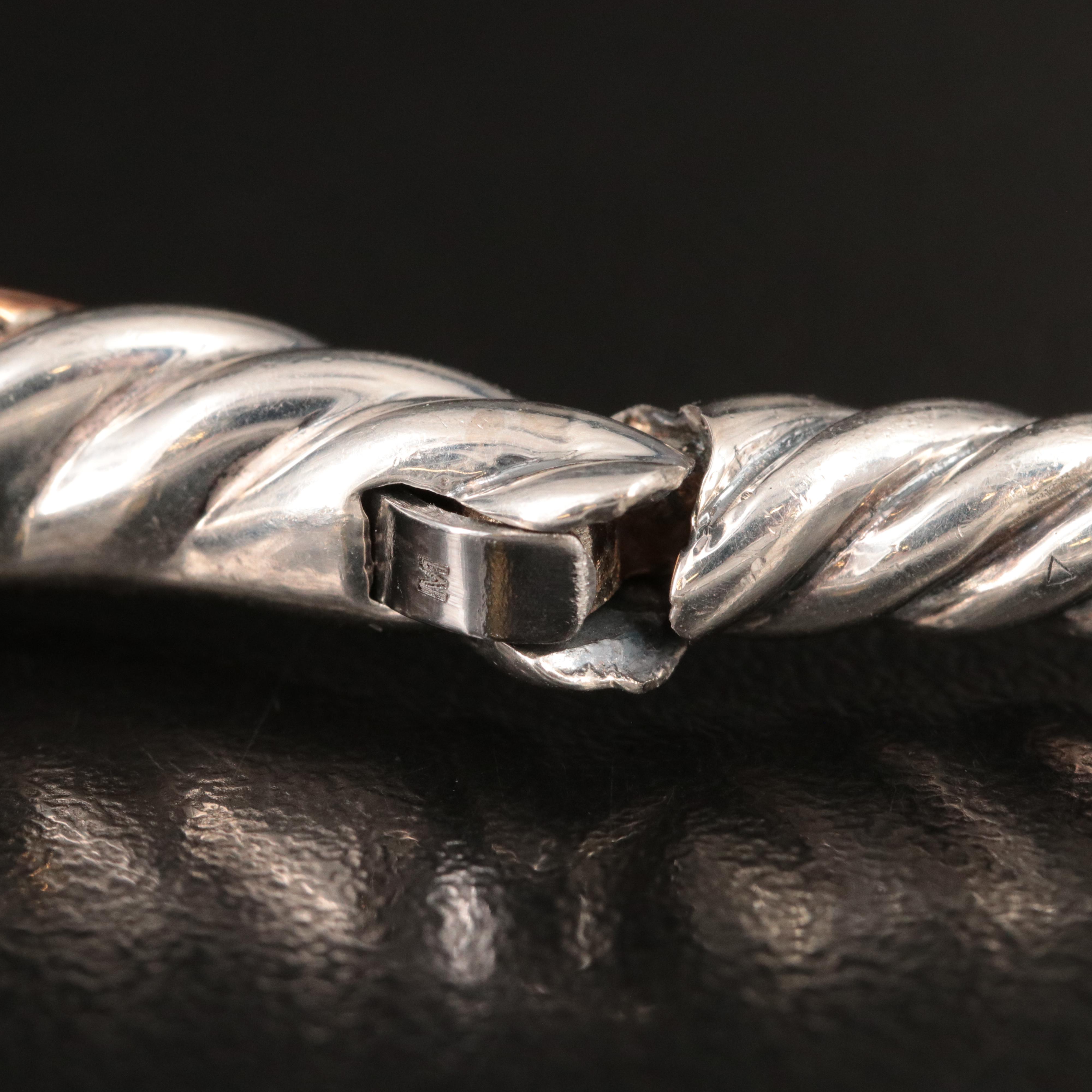 David Yurman Pure Form Sterling, Bronze and 0.38 CTW Diamond Hinged Bracelet