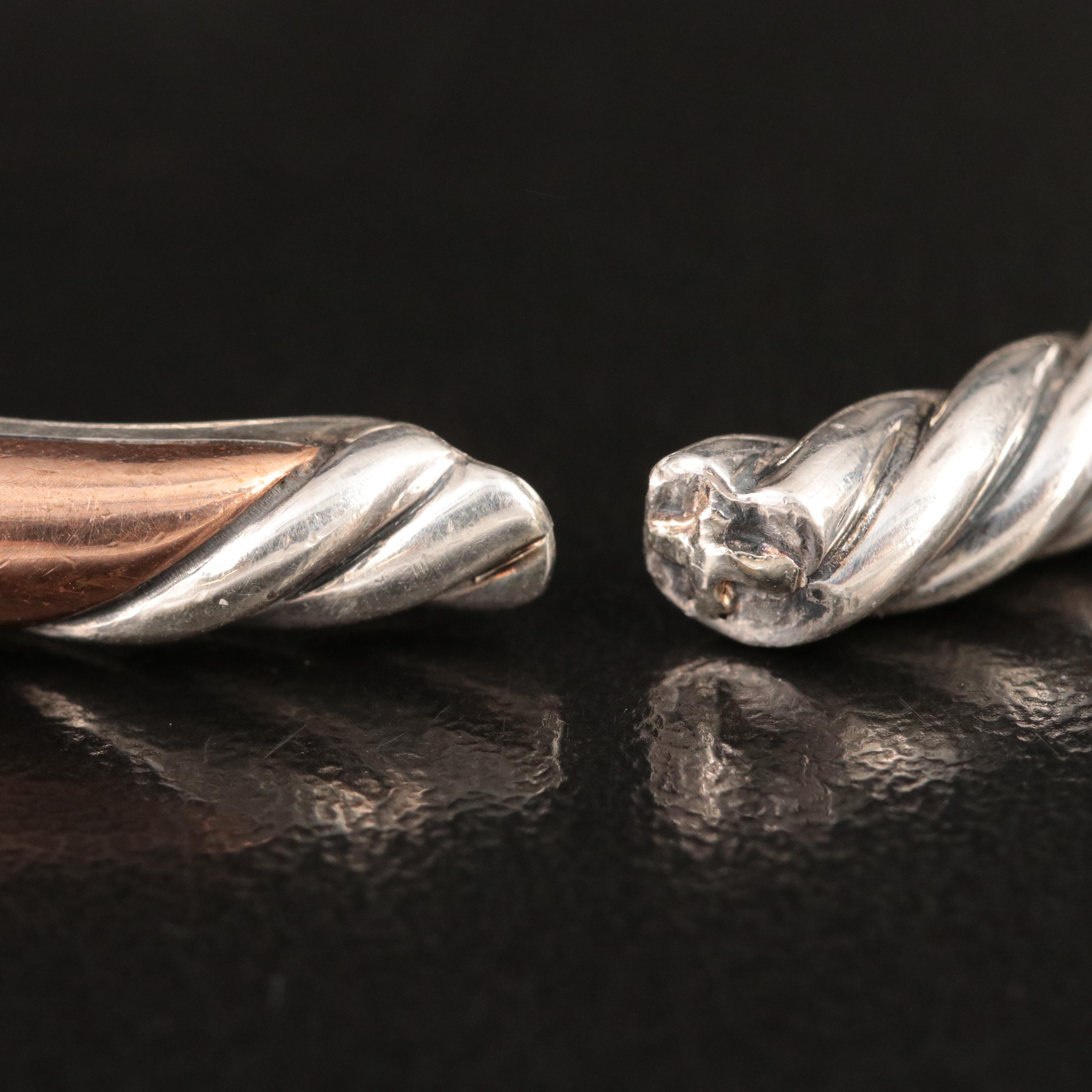 David Yurman Pure Form Sterling, Bronze and 0.38 CTW Diamond Hinged Bracelet