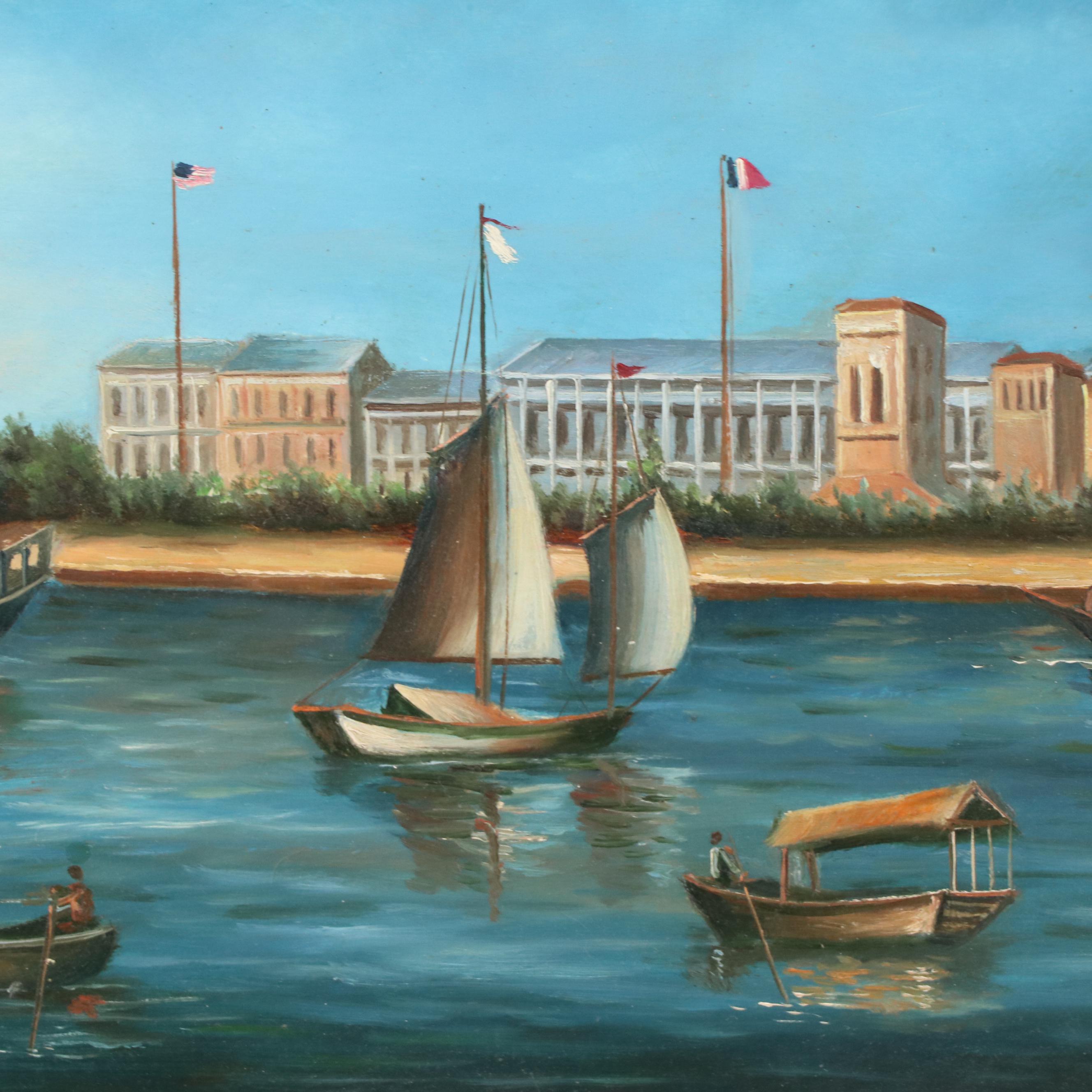 Oil Painting of Harbor Scene