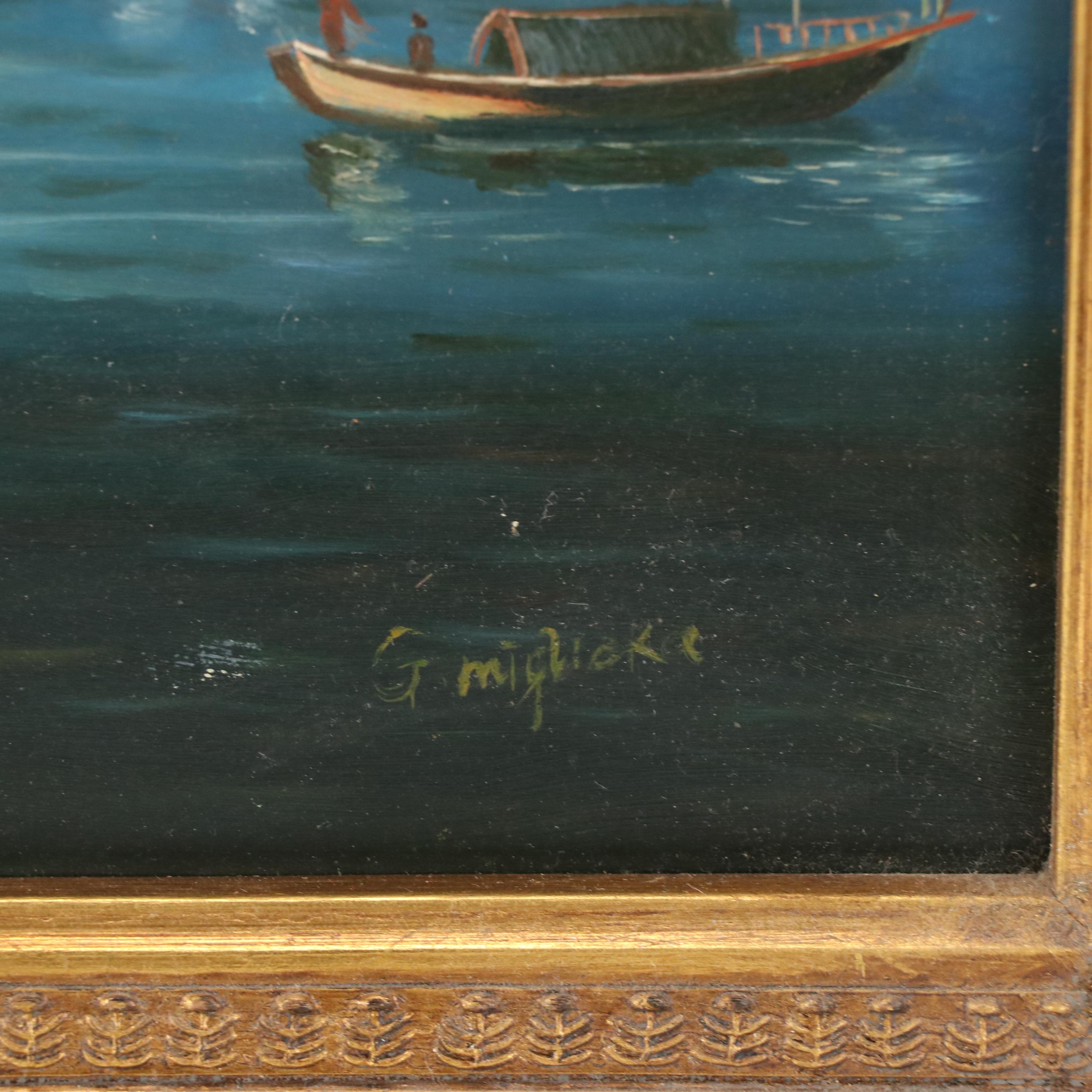 Oil Painting of Harbor Scene