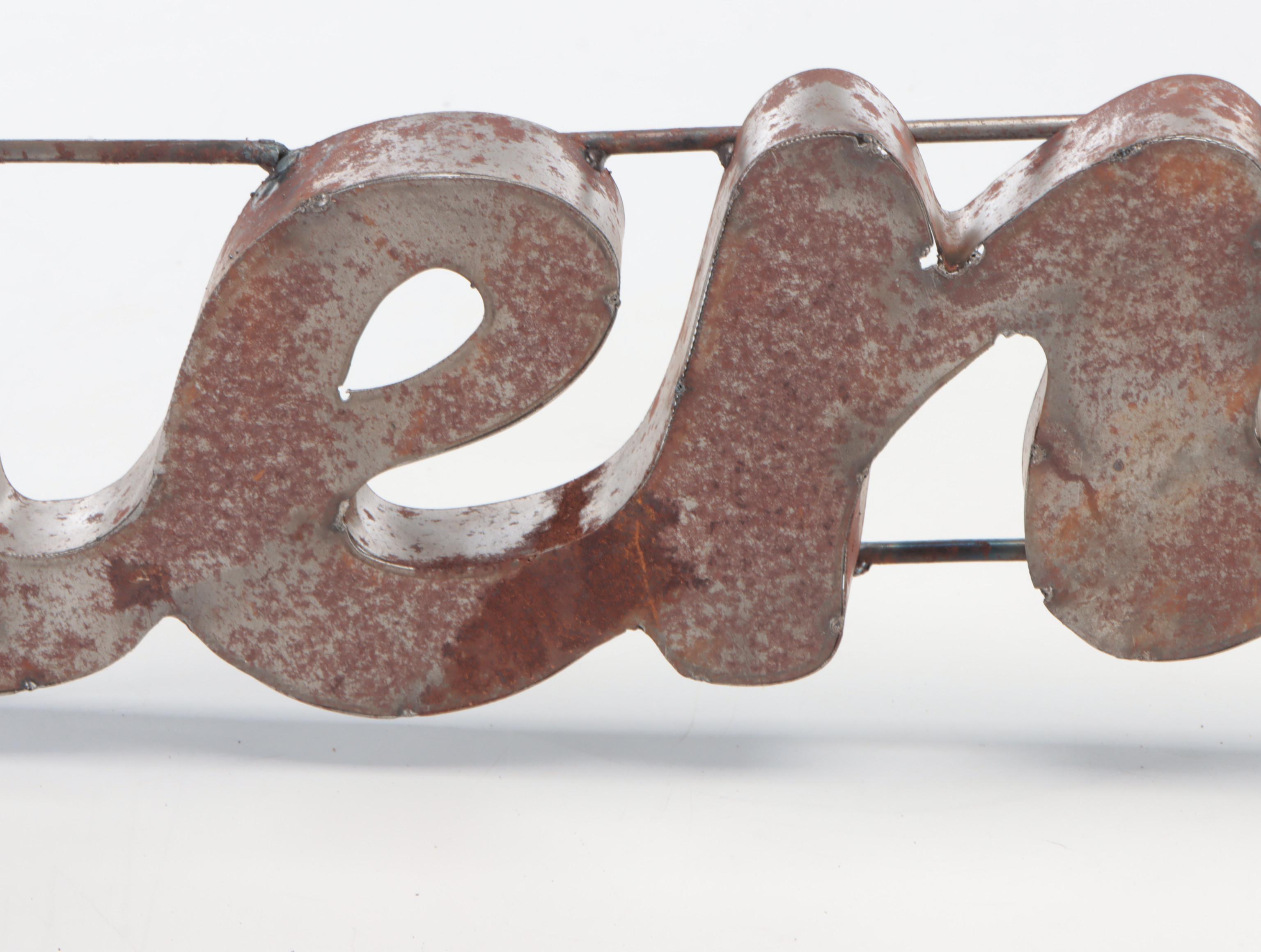 "Kentucky" Raised Script Metal Sign, Vintage