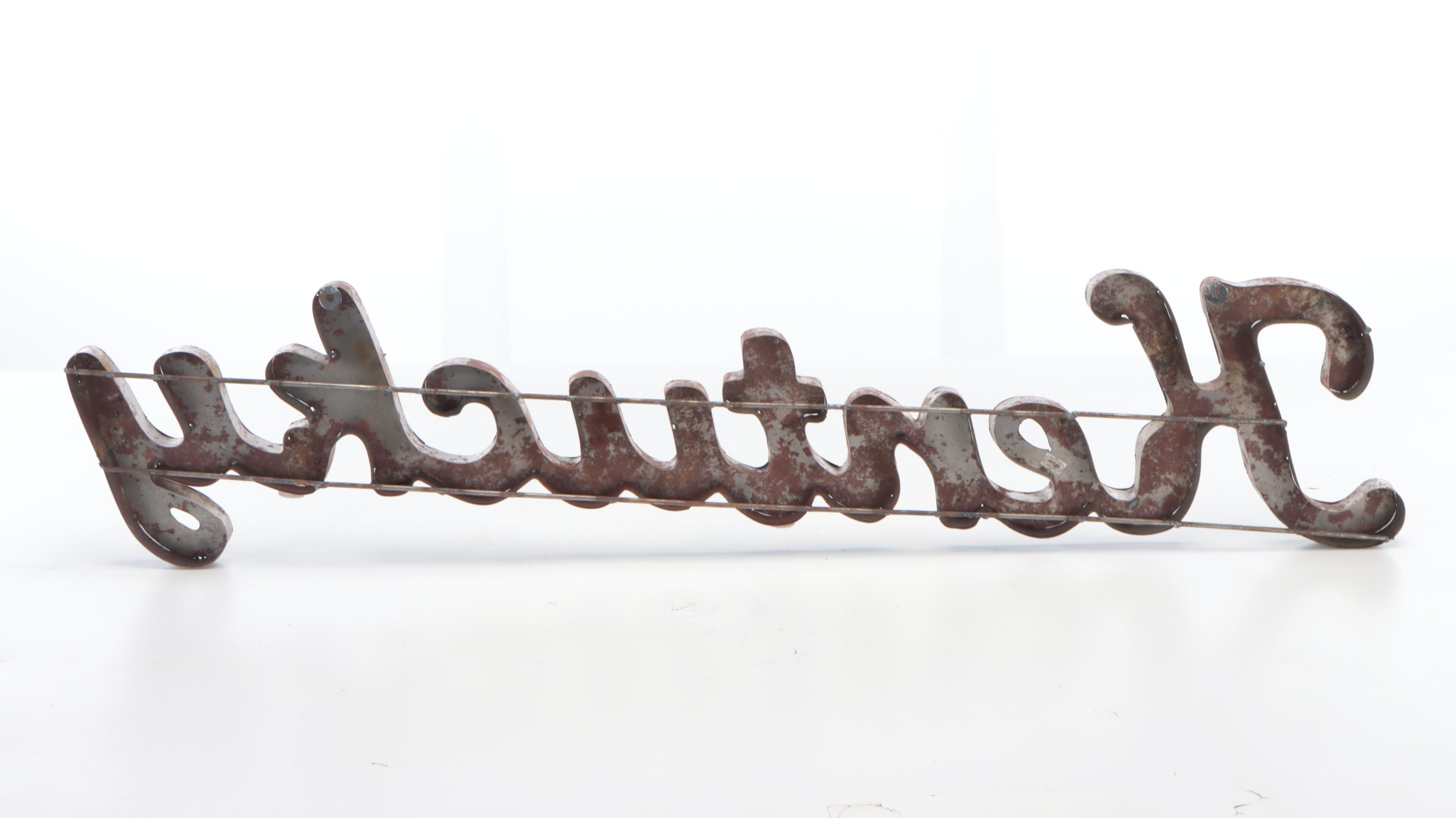 "Kentucky" Raised Script Metal Sign, Vintage