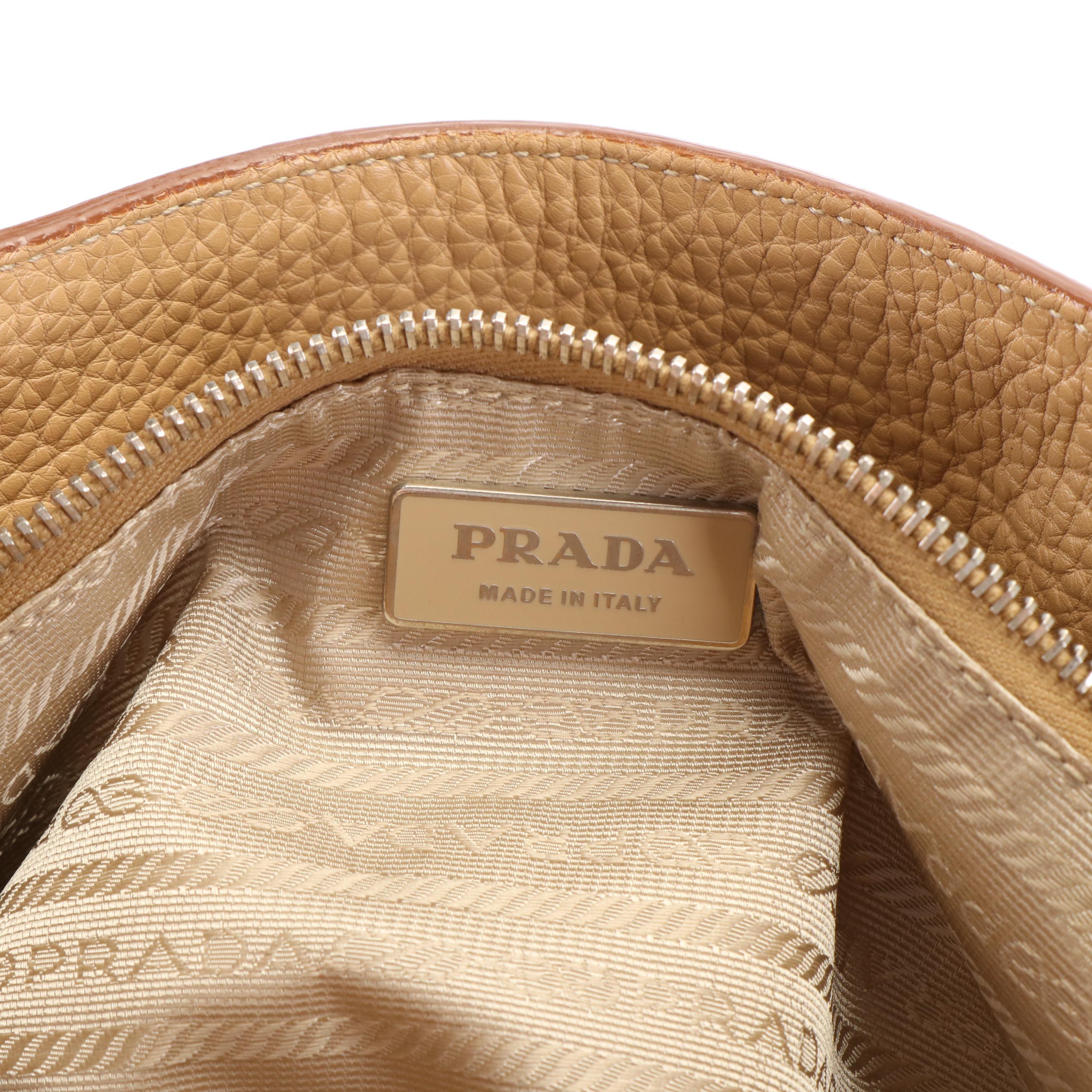 Prada Shopper Tote Bag in Beige Vitello Daino Leather