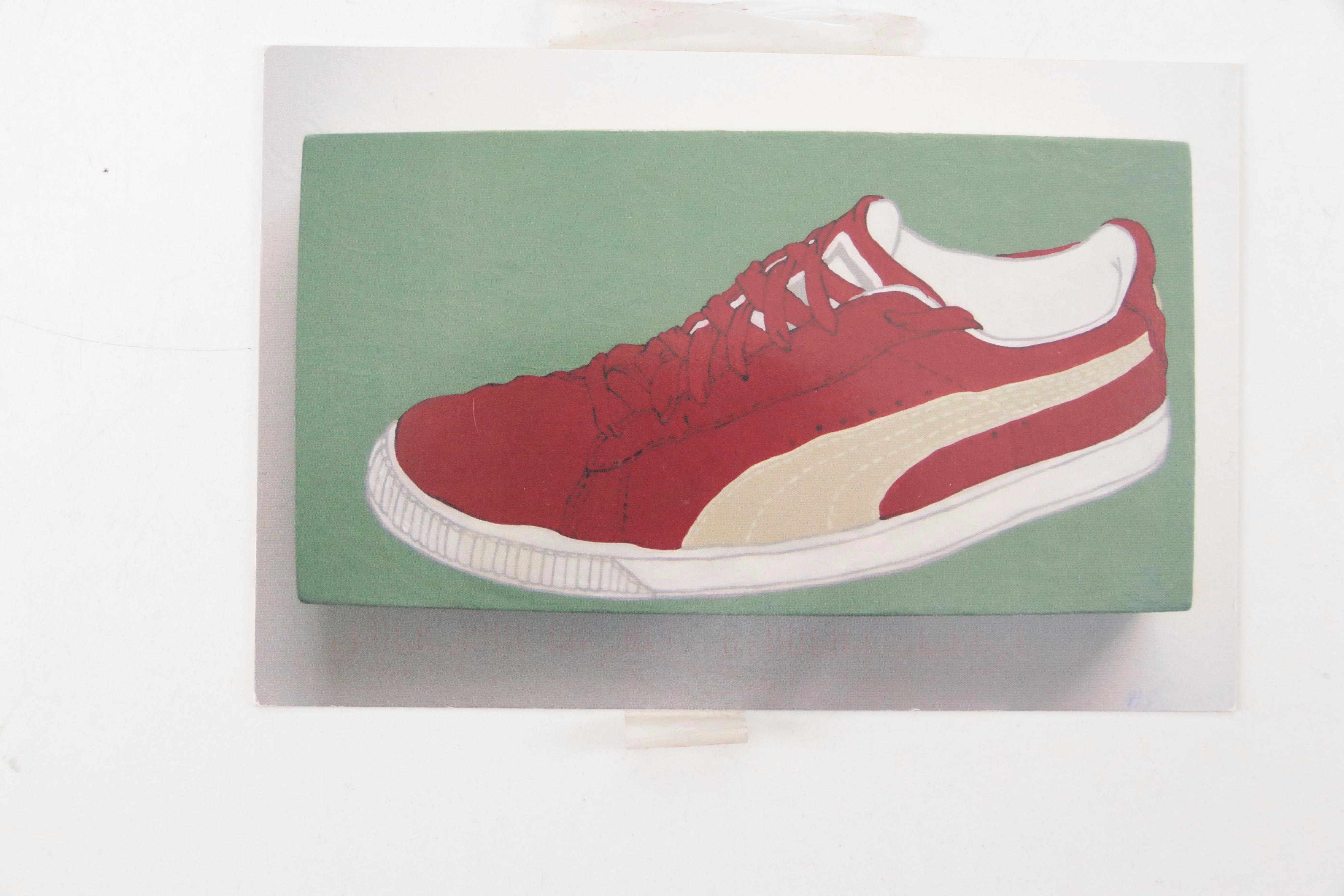 Bradley Day "Red Pumas", "Brown on Brown Aldos (Date Shoes)" Acrylic Paintings