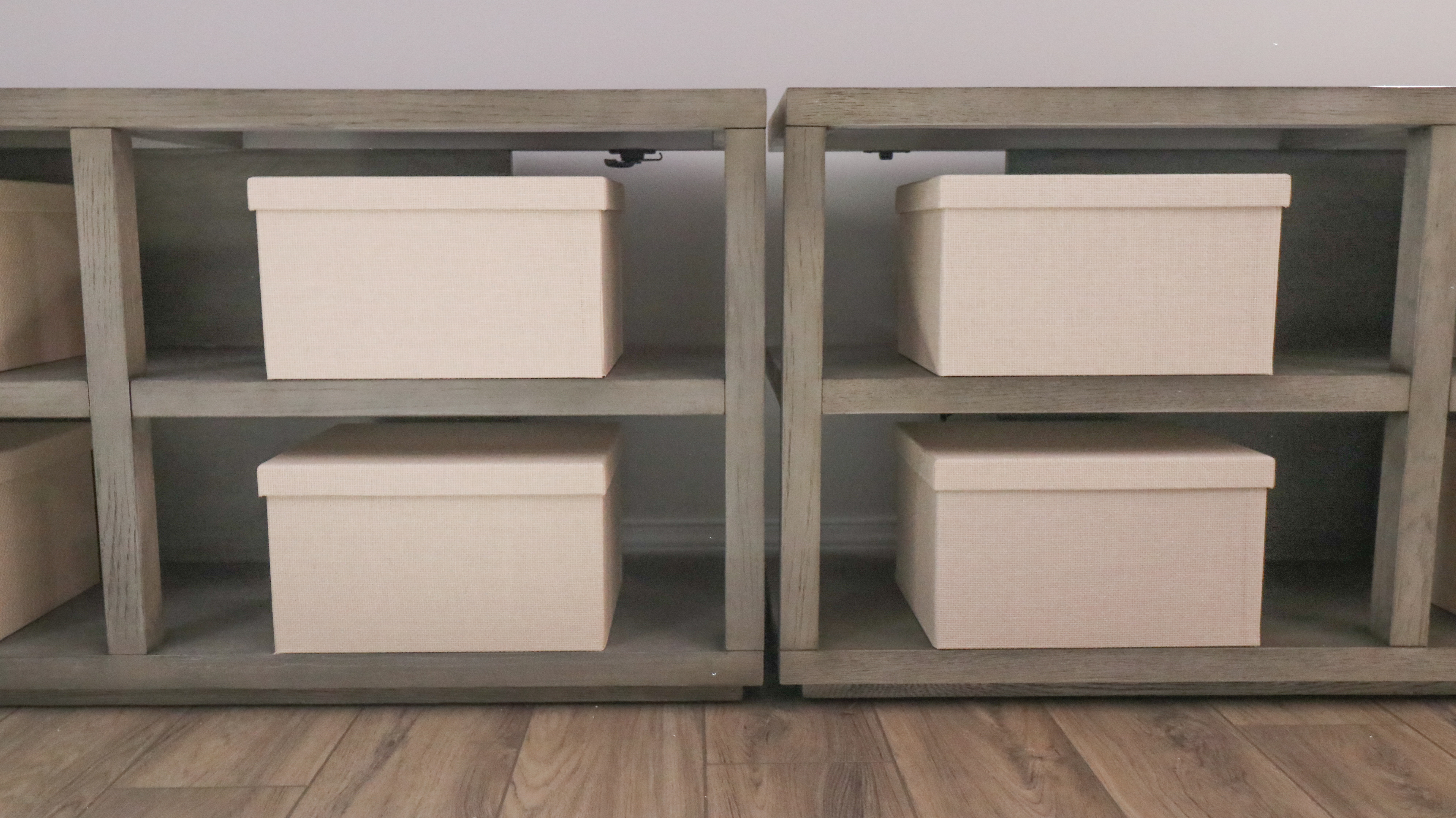 Pair of Contemporary Wood Finish Storage Box Shelves