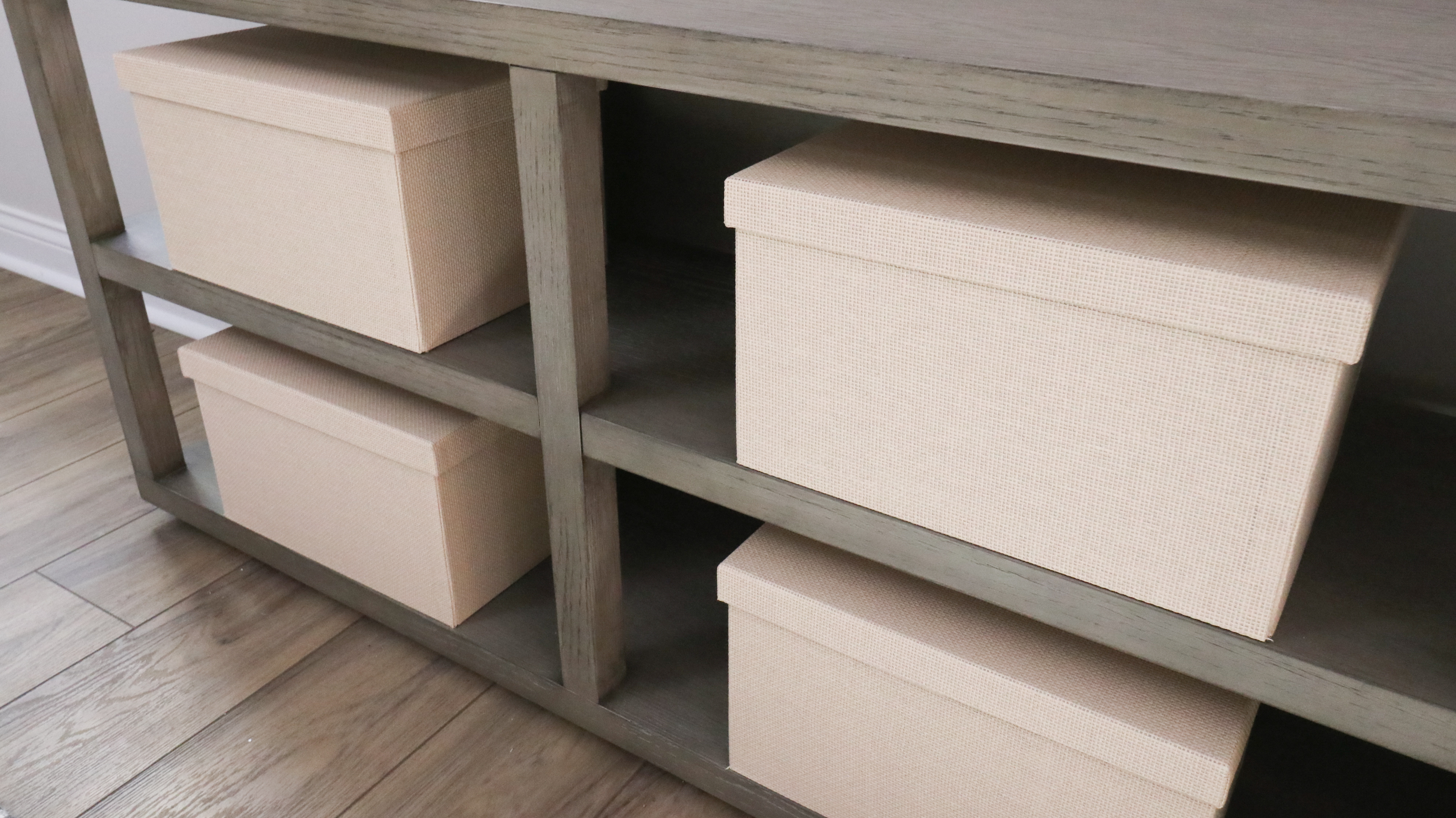 Pair of Contemporary Wood Finish Storage Box Shelves