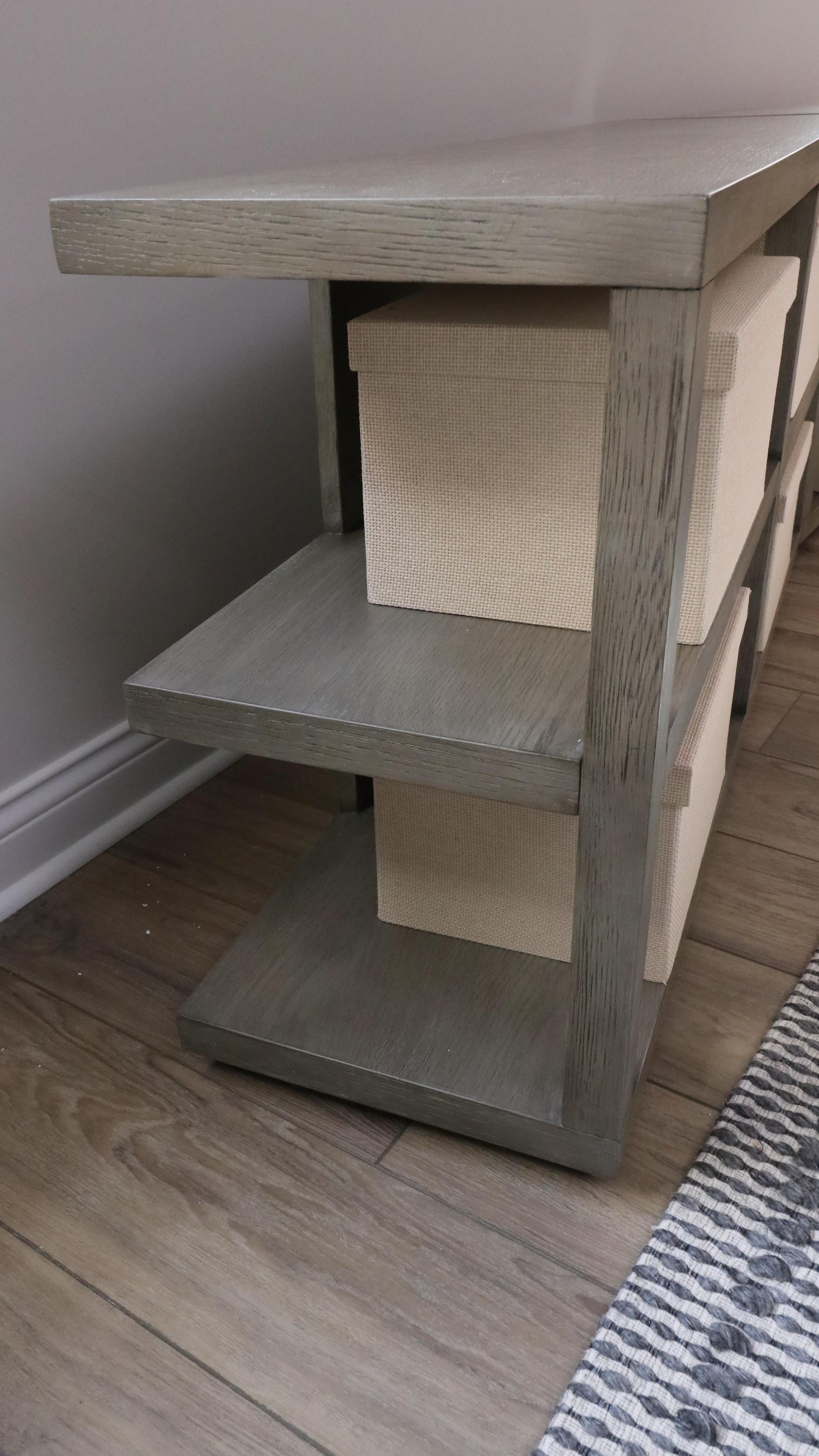 Pair of Contemporary Wood Finish Storage Box Shelves