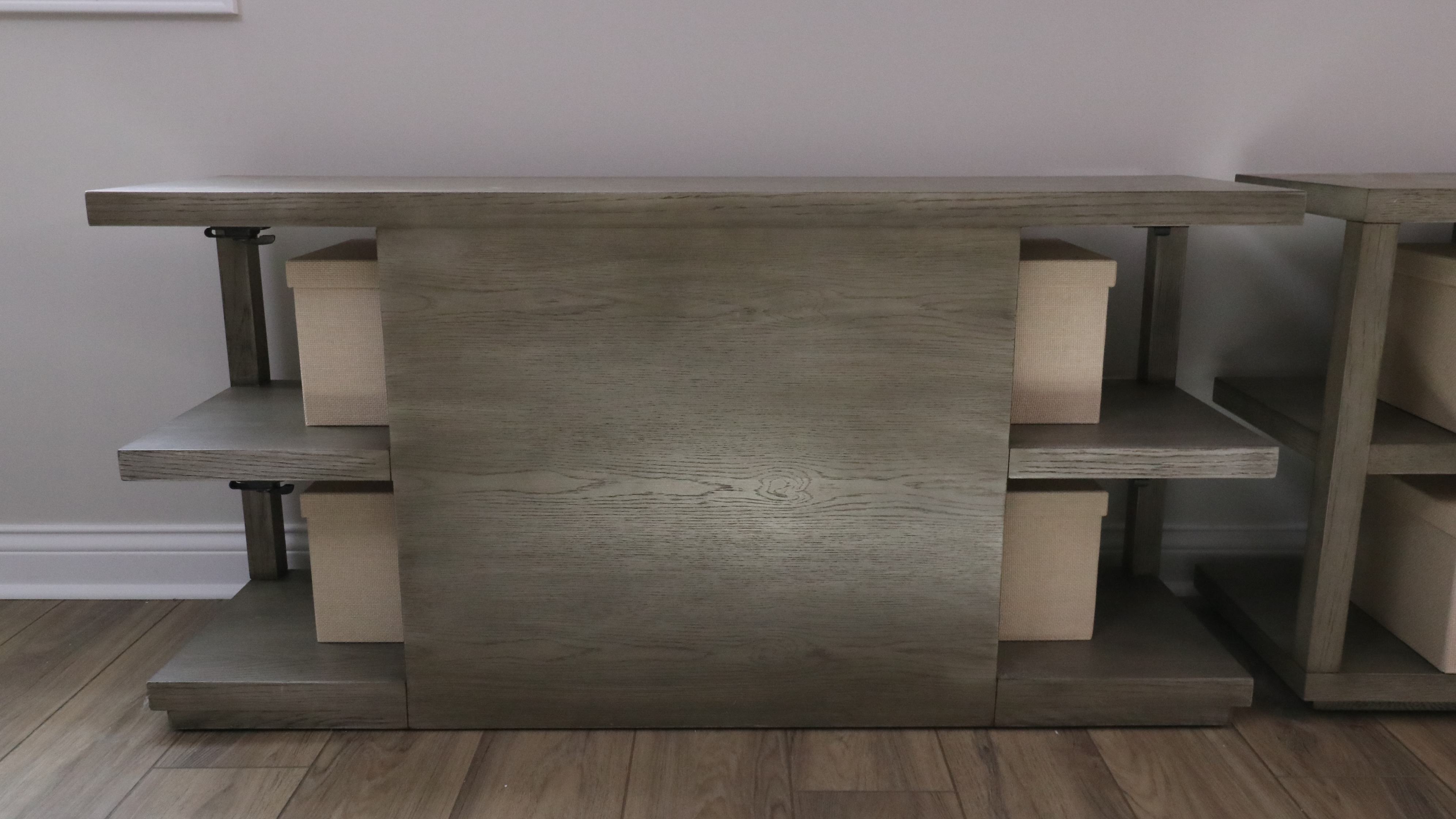 Pair of Contemporary Wood Finish Storage Box Shelves