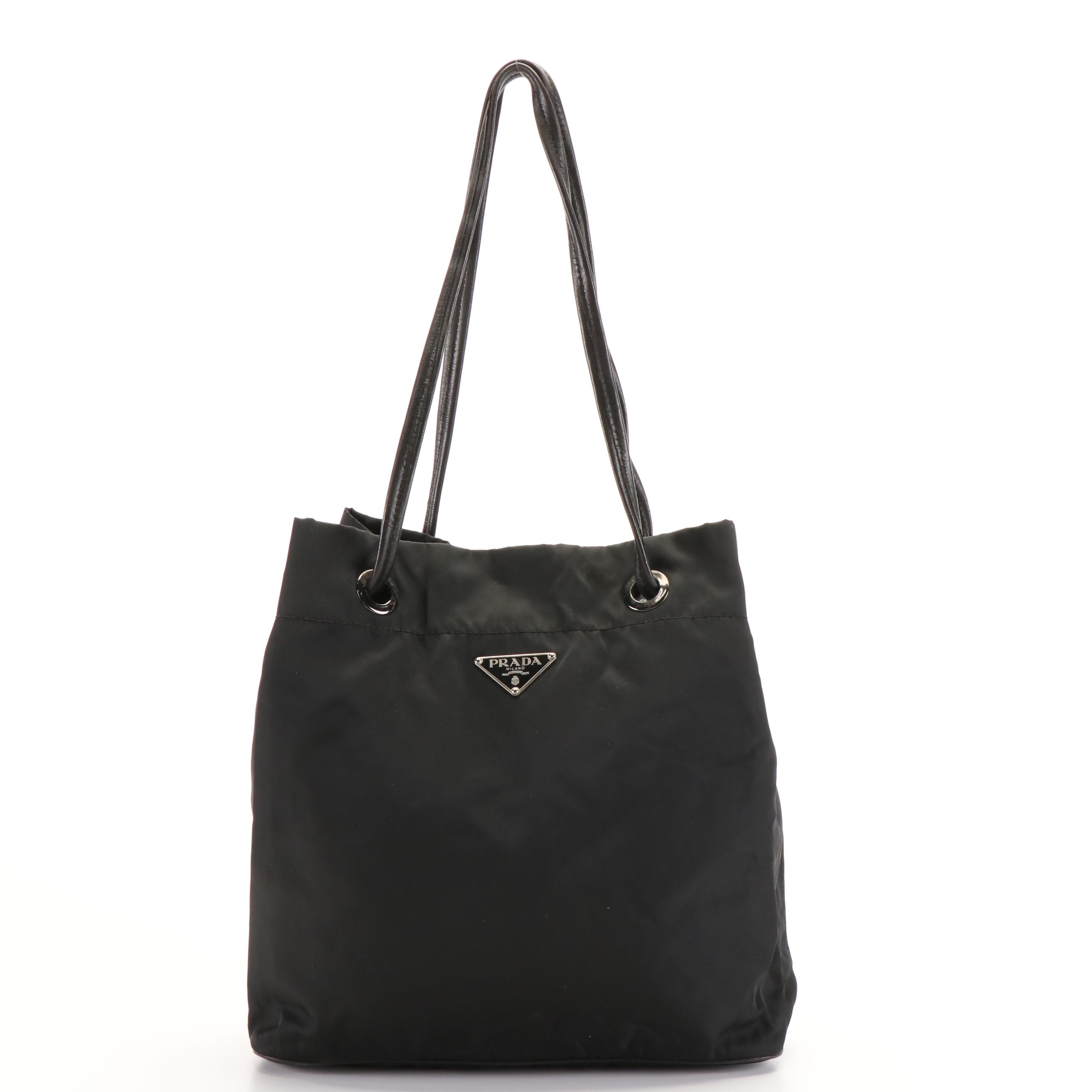Prada Shoulder Tote Bag in Black Tessuto Nylon