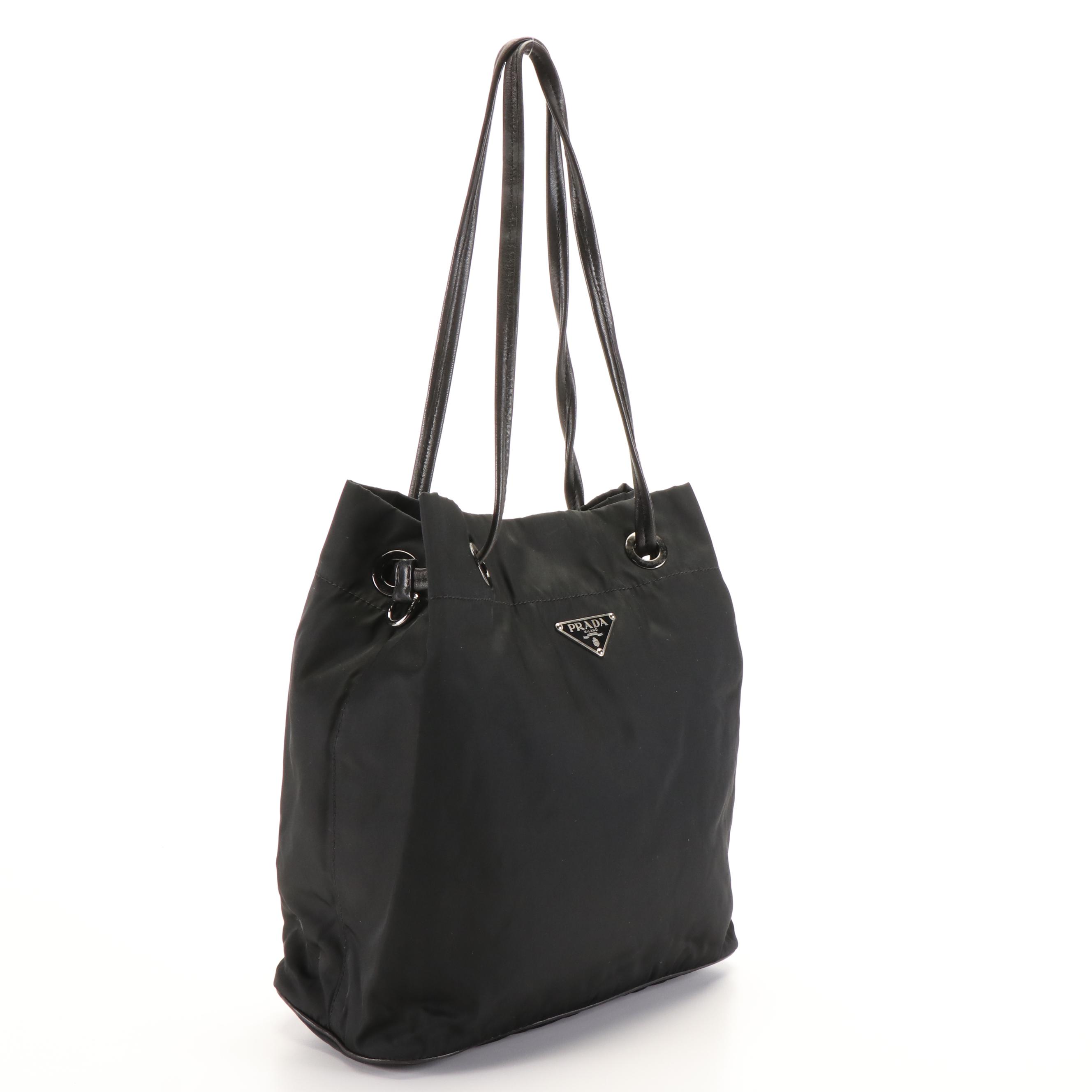 Prada Shoulder Tote Bag in Black Tessuto Nylon