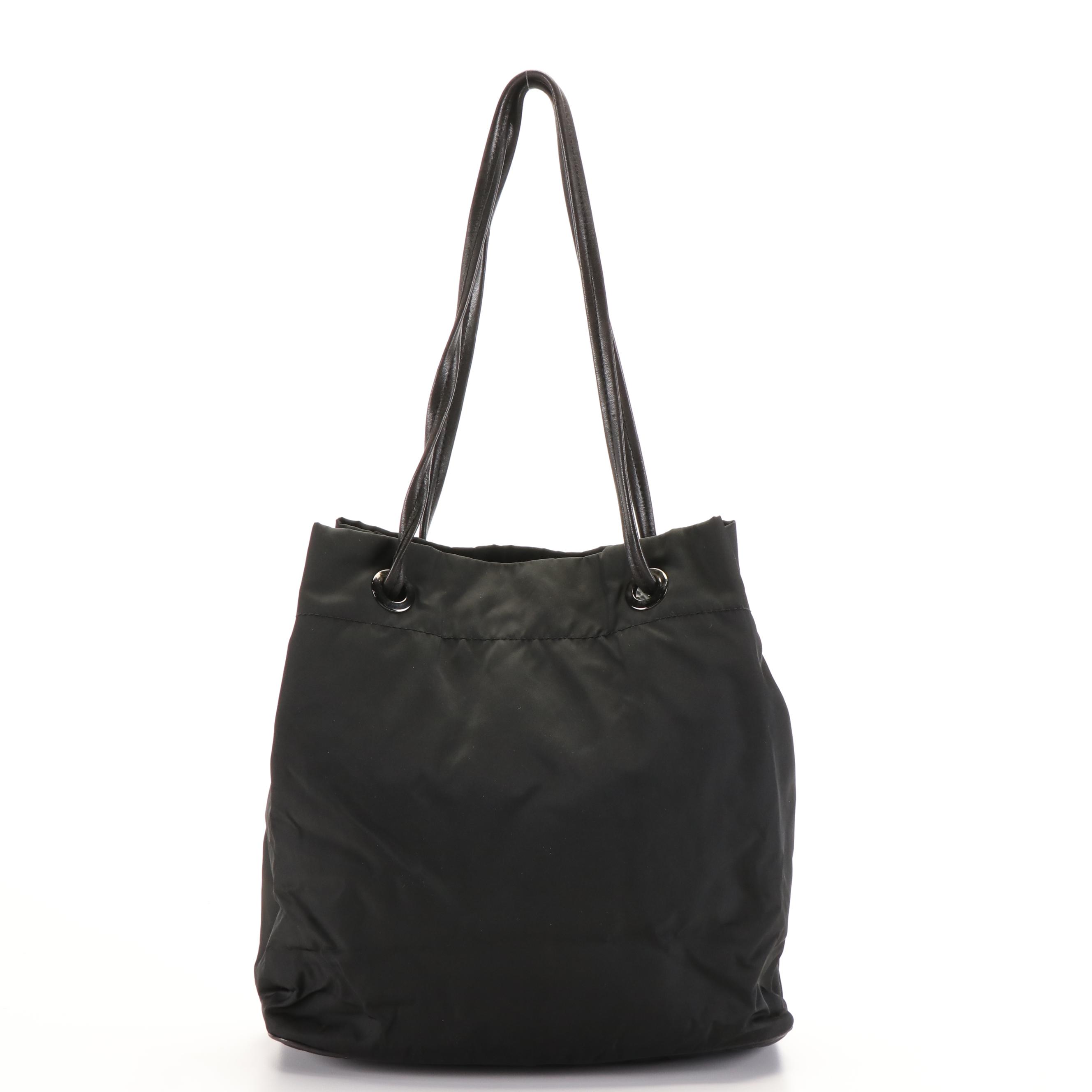 Prada Shoulder Tote Bag in Black Tessuto Nylon