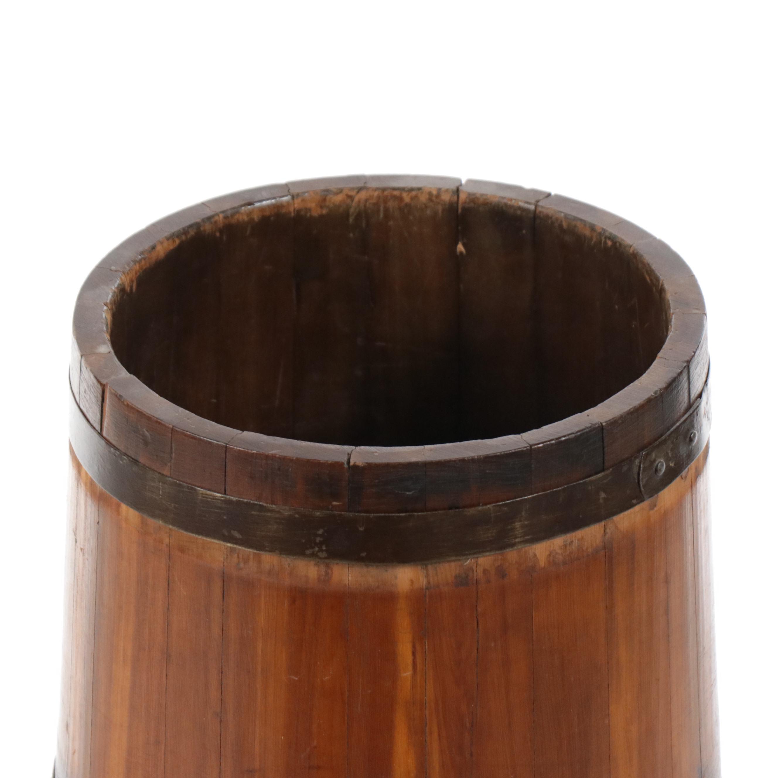 French Style Wooden Butter Churn and Cast Iron Bean Pot