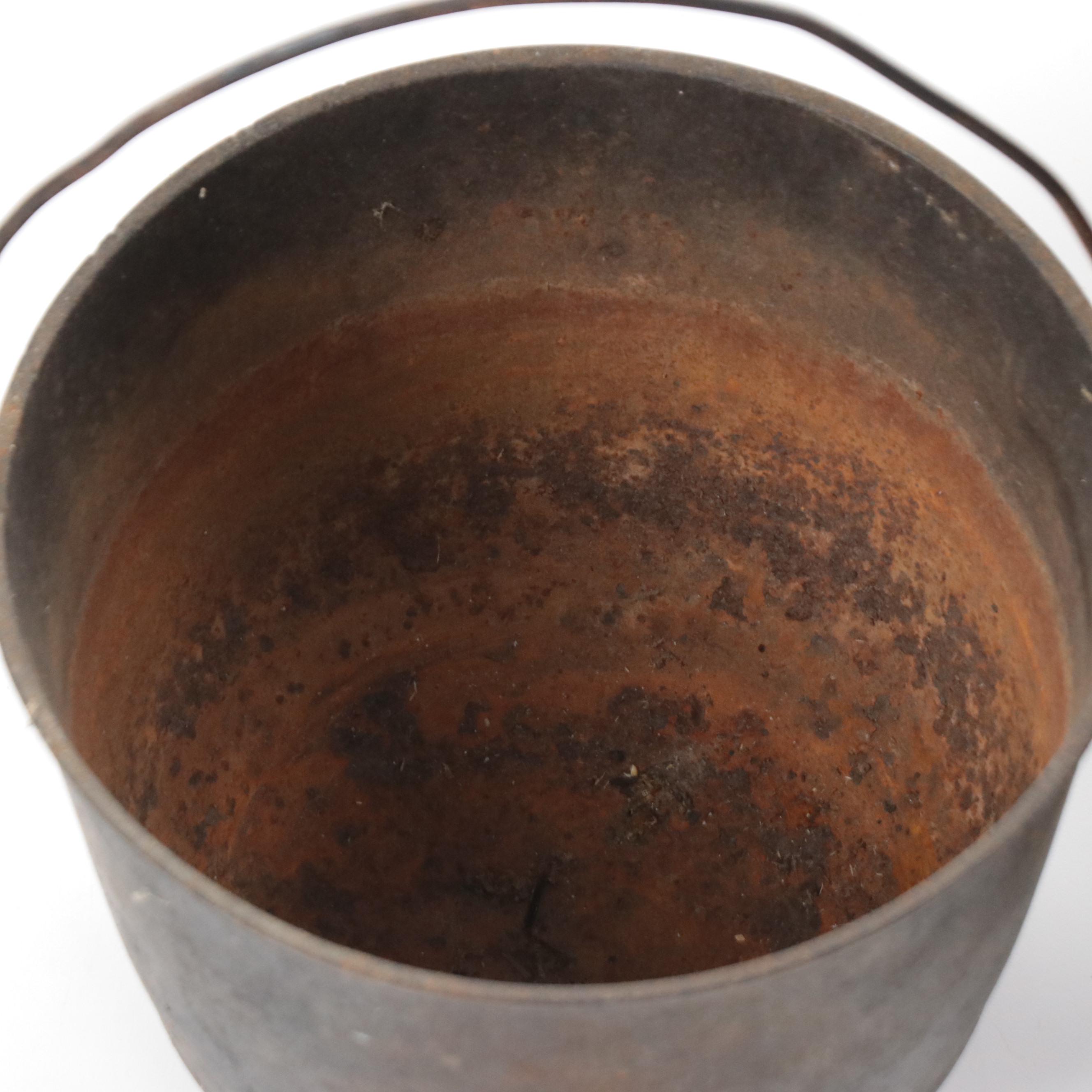 French Style Wooden Butter Churn and Cast Iron Bean Pot