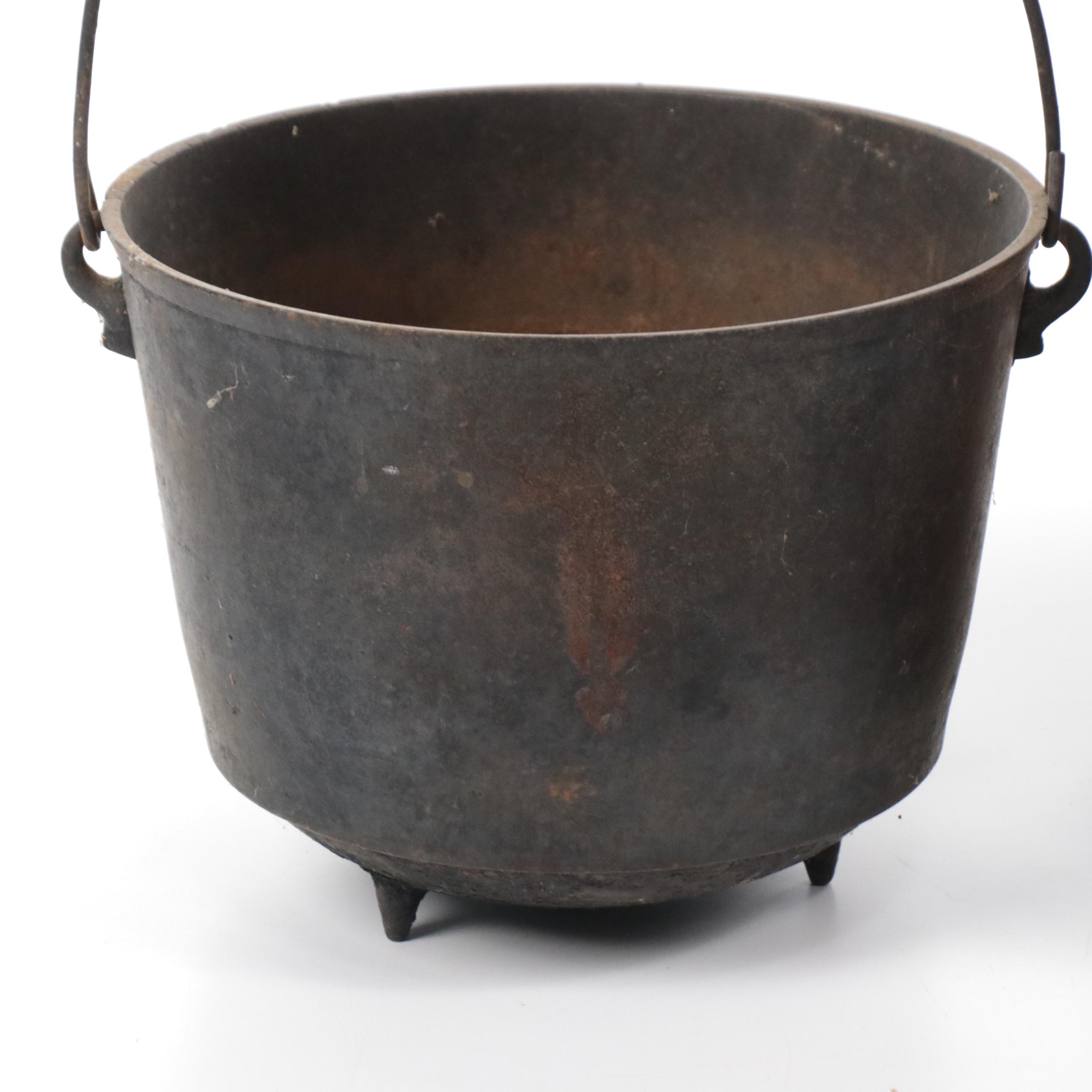 French Style Wooden Butter Churn and Cast Iron Bean Pot