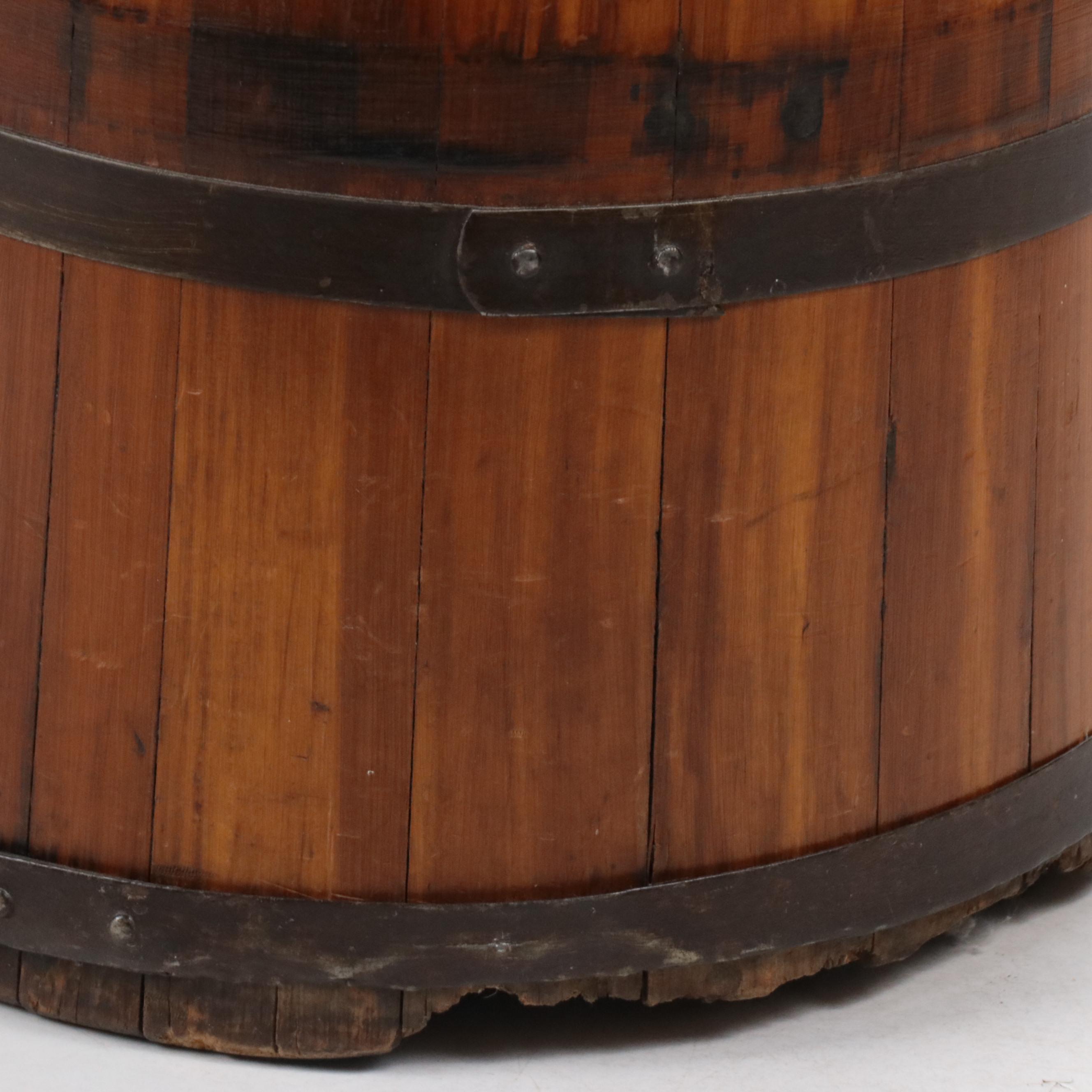 French Style Wooden Butter Churn and Cast Iron Bean Pot