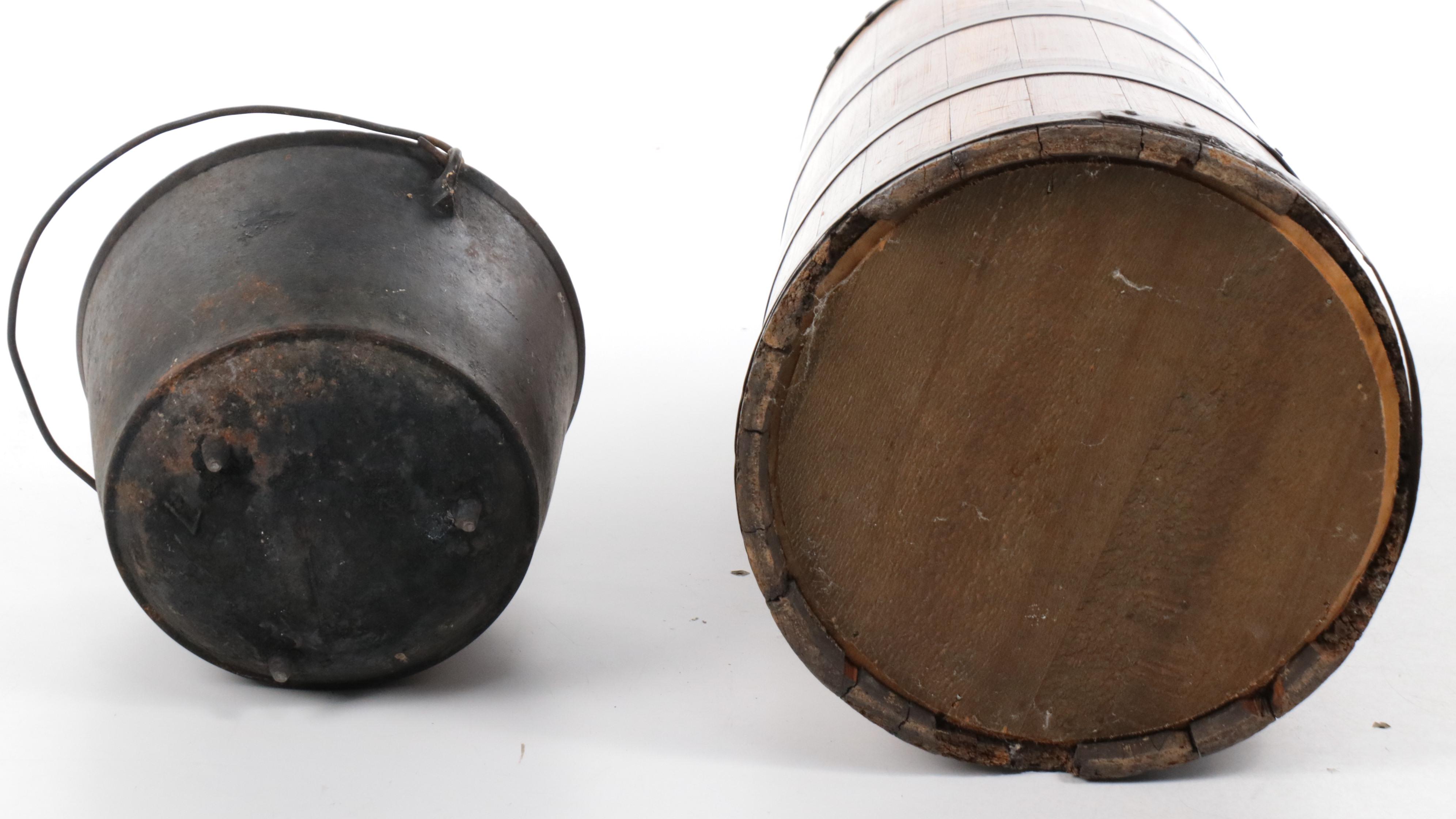 French Style Wooden Butter Churn and Cast Iron Bean Pot