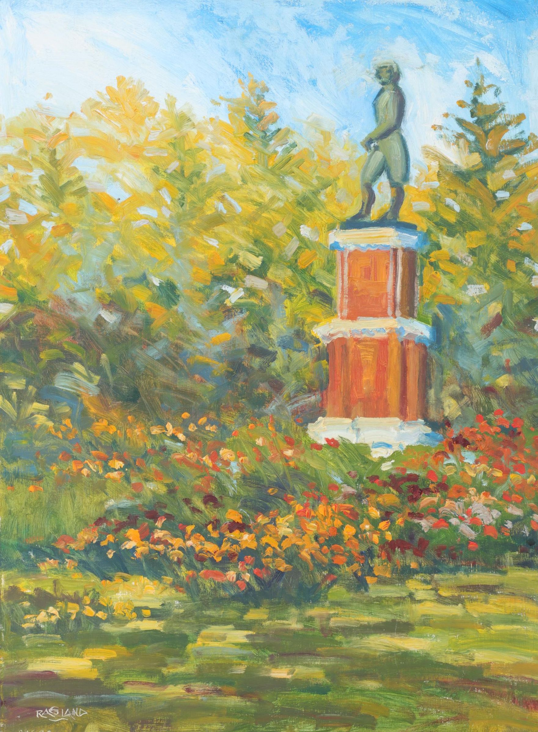 Bob Ragland Landscape Oil Painting Of Park Monument, 1992 EBTH