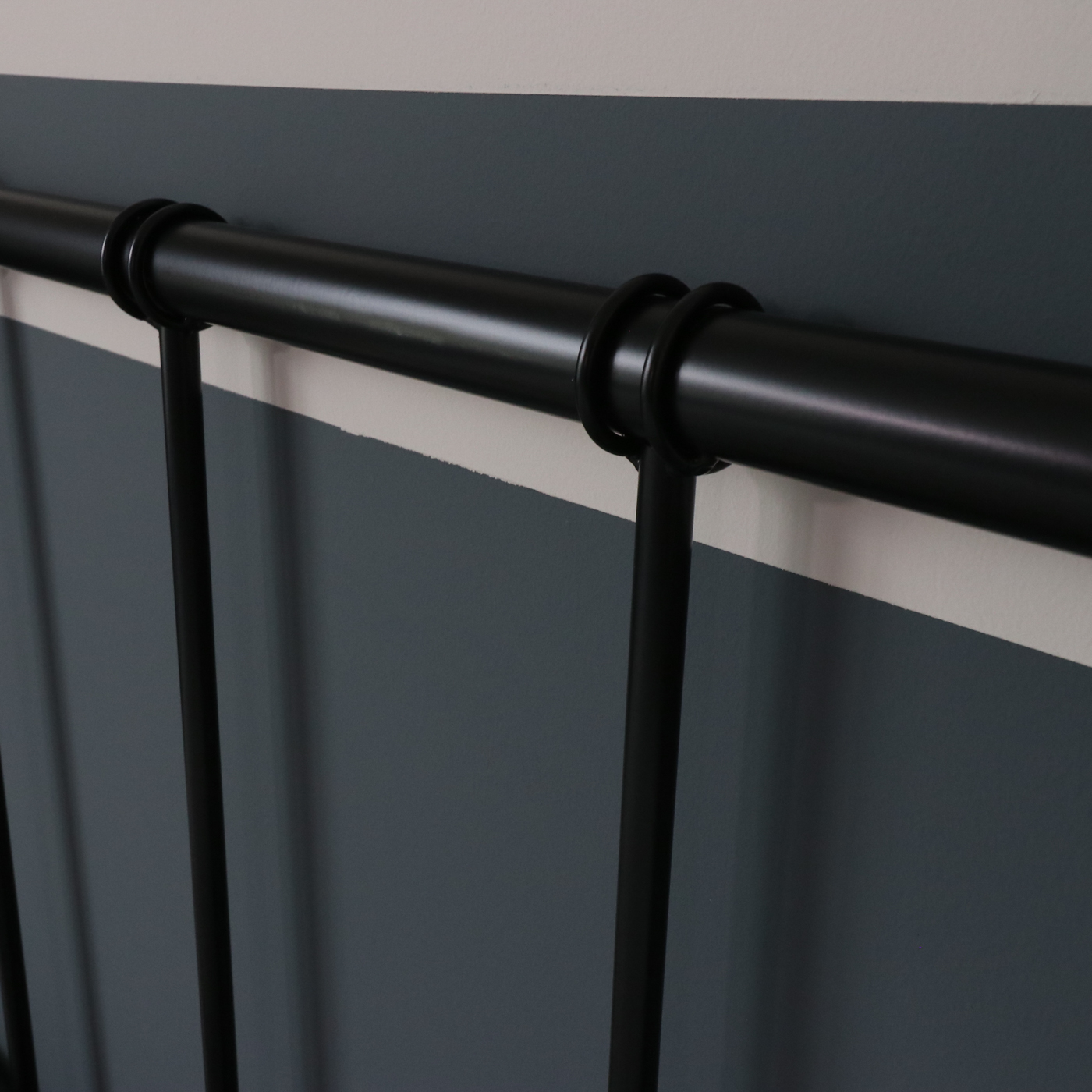 Industrial/Victorian Style Ebonized Metal Queen Bed Frame