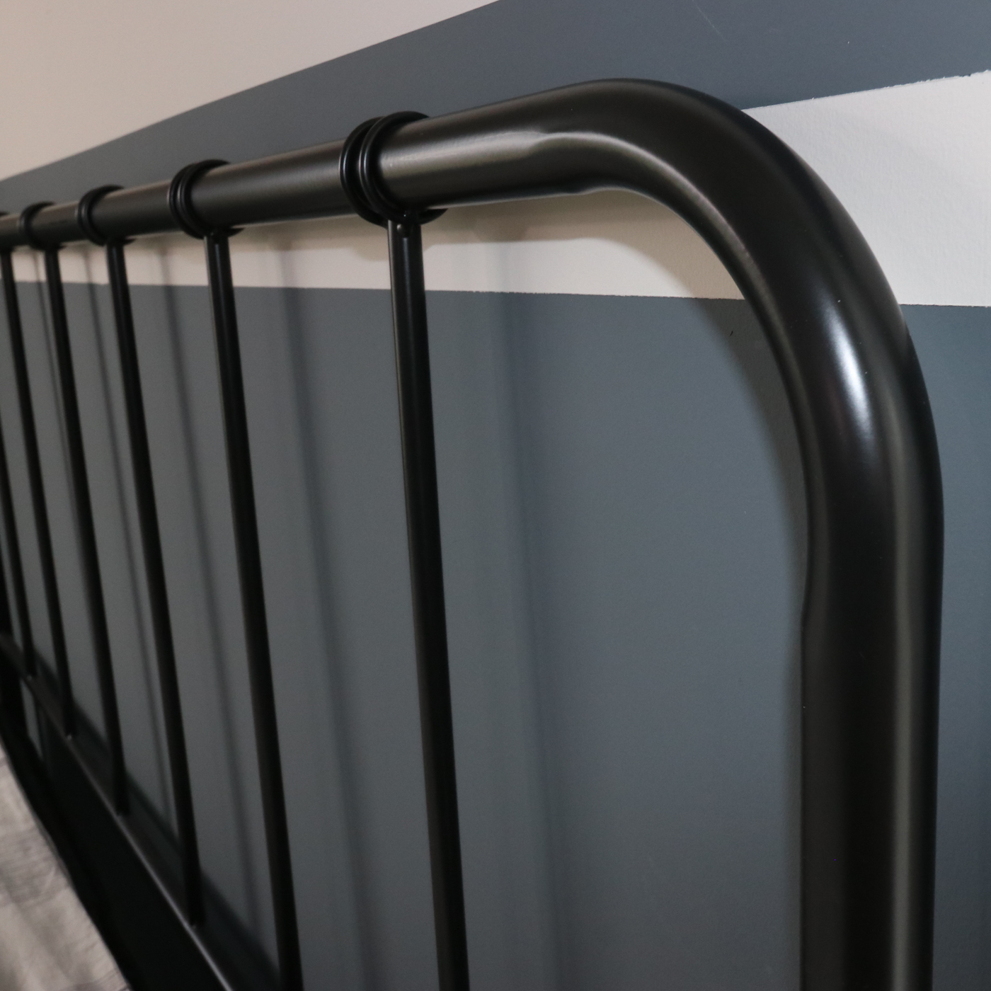 Industrial/Victorian Style Ebonized Metal Queen Bed Frame