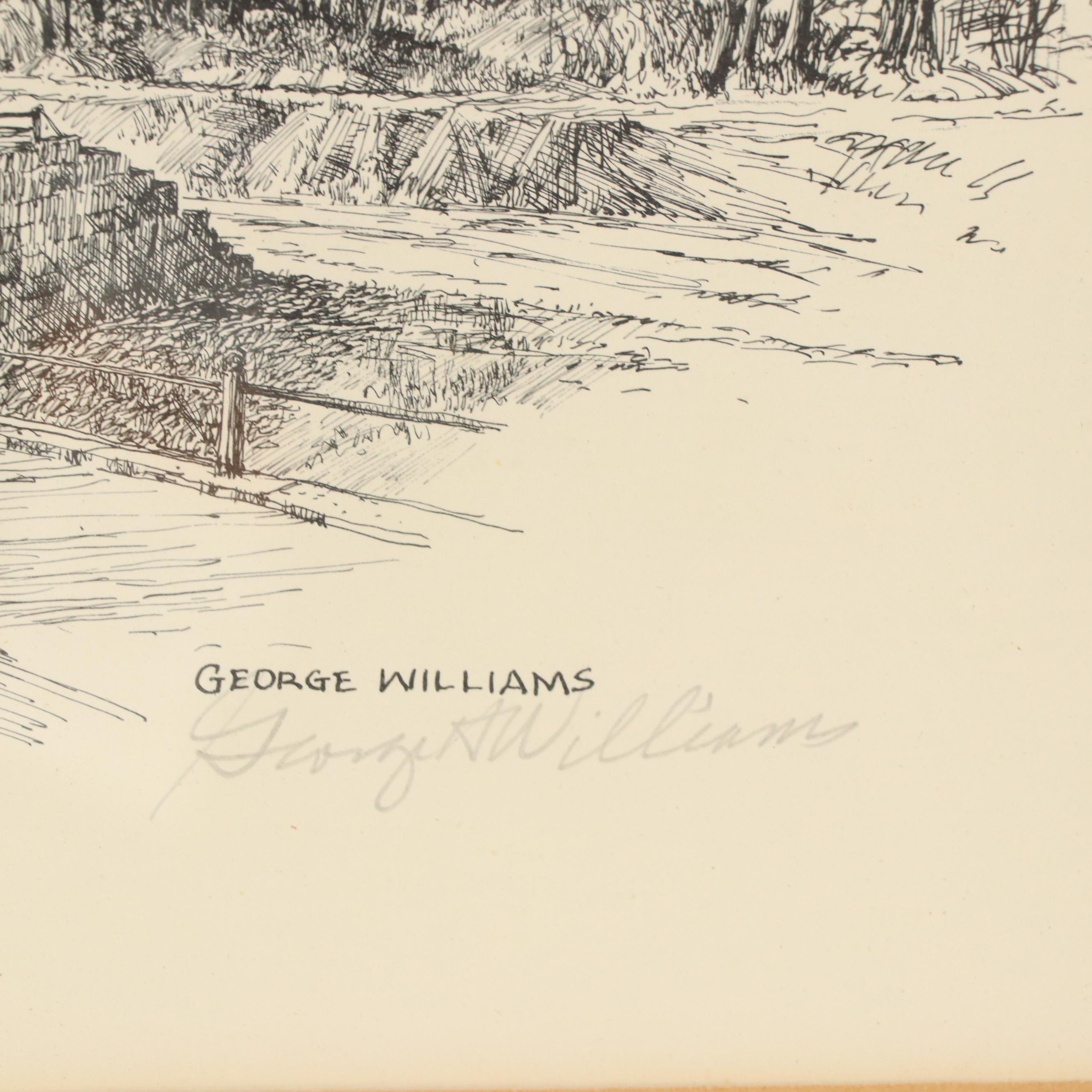 George Williams Lithograph of Cincinnati Neighborhood Landscape, 1971