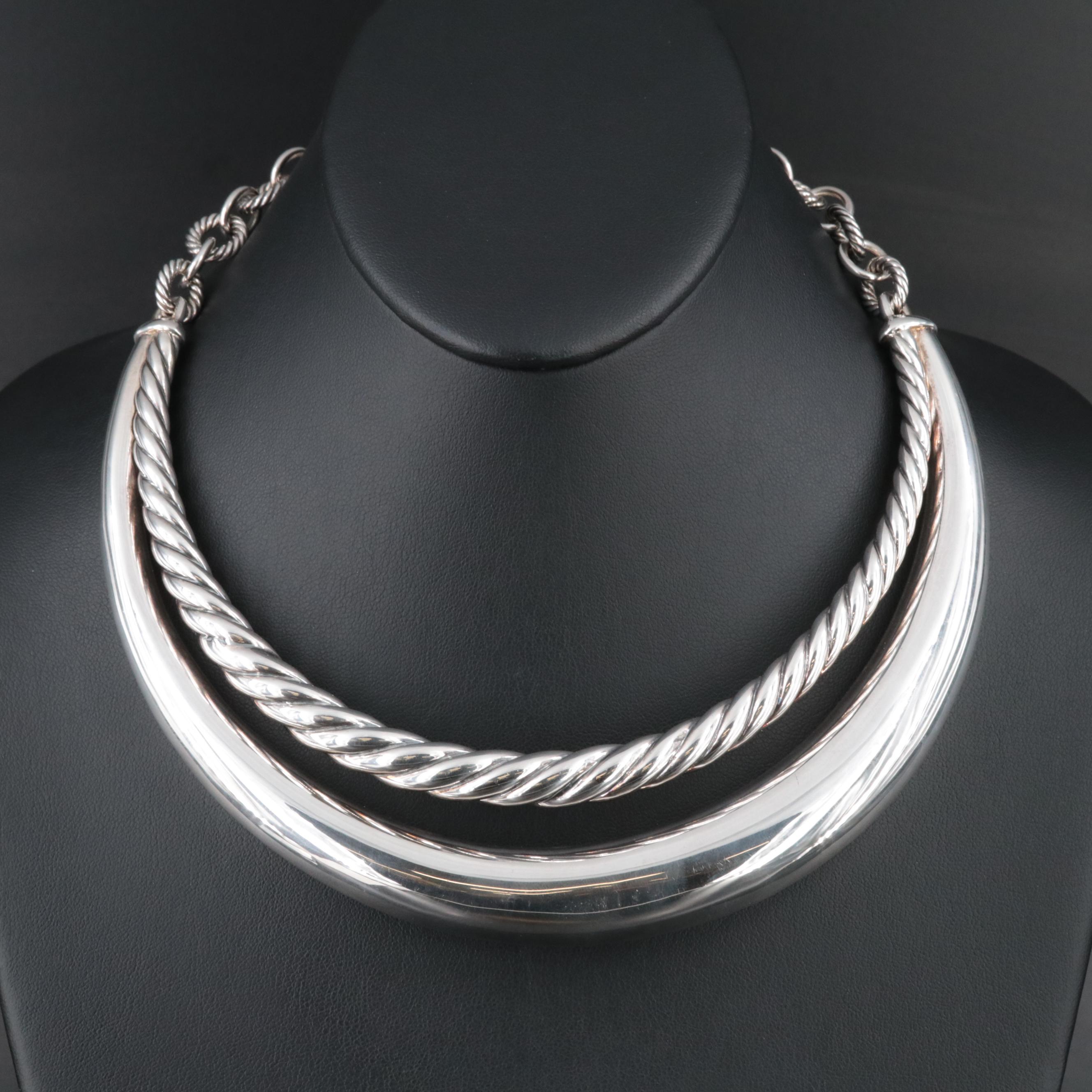 David Yurman "Pure Form" Sterling Tapered Necklace