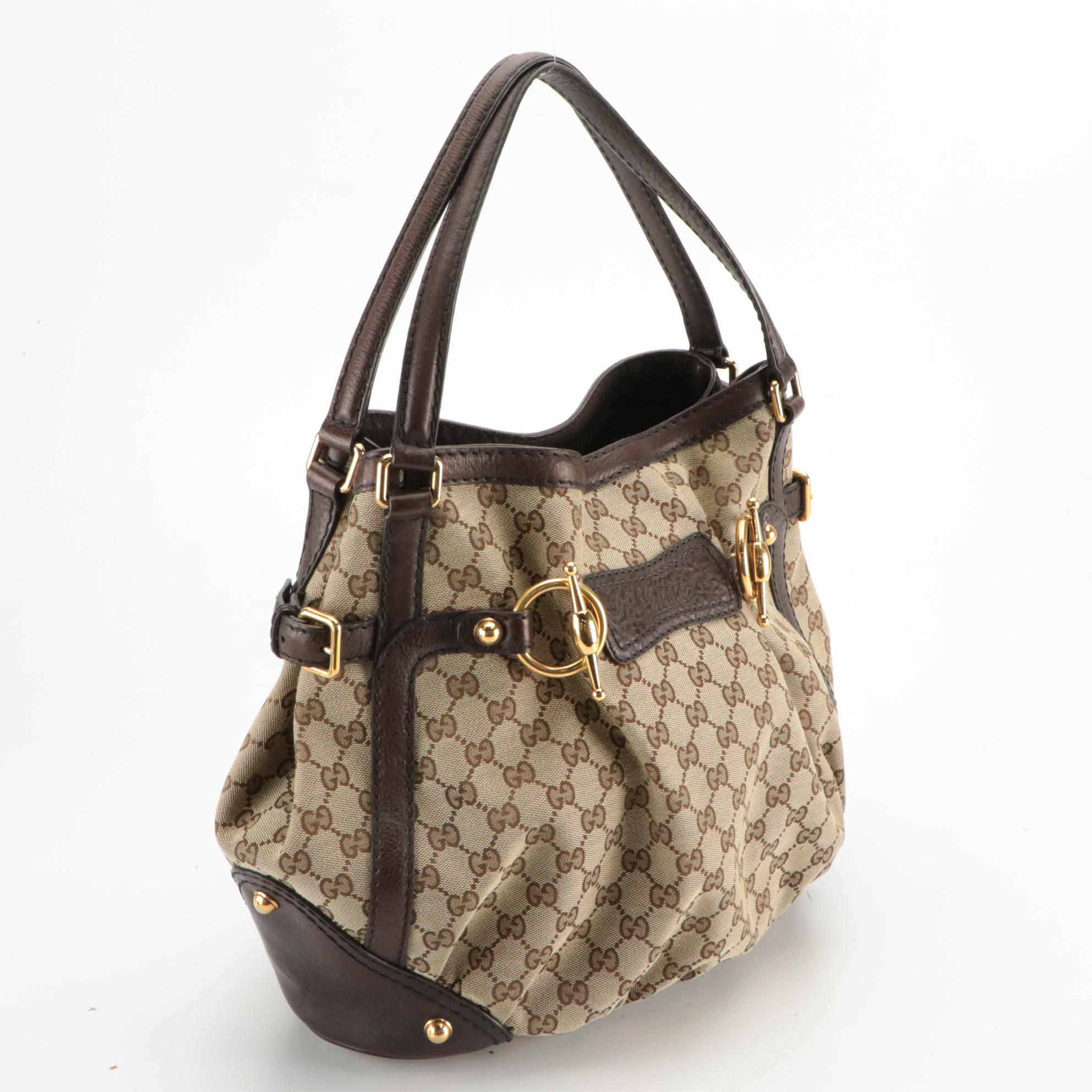 Gucci Horsebit Slouchy Shoulder Bag in GG Canvas and Leather