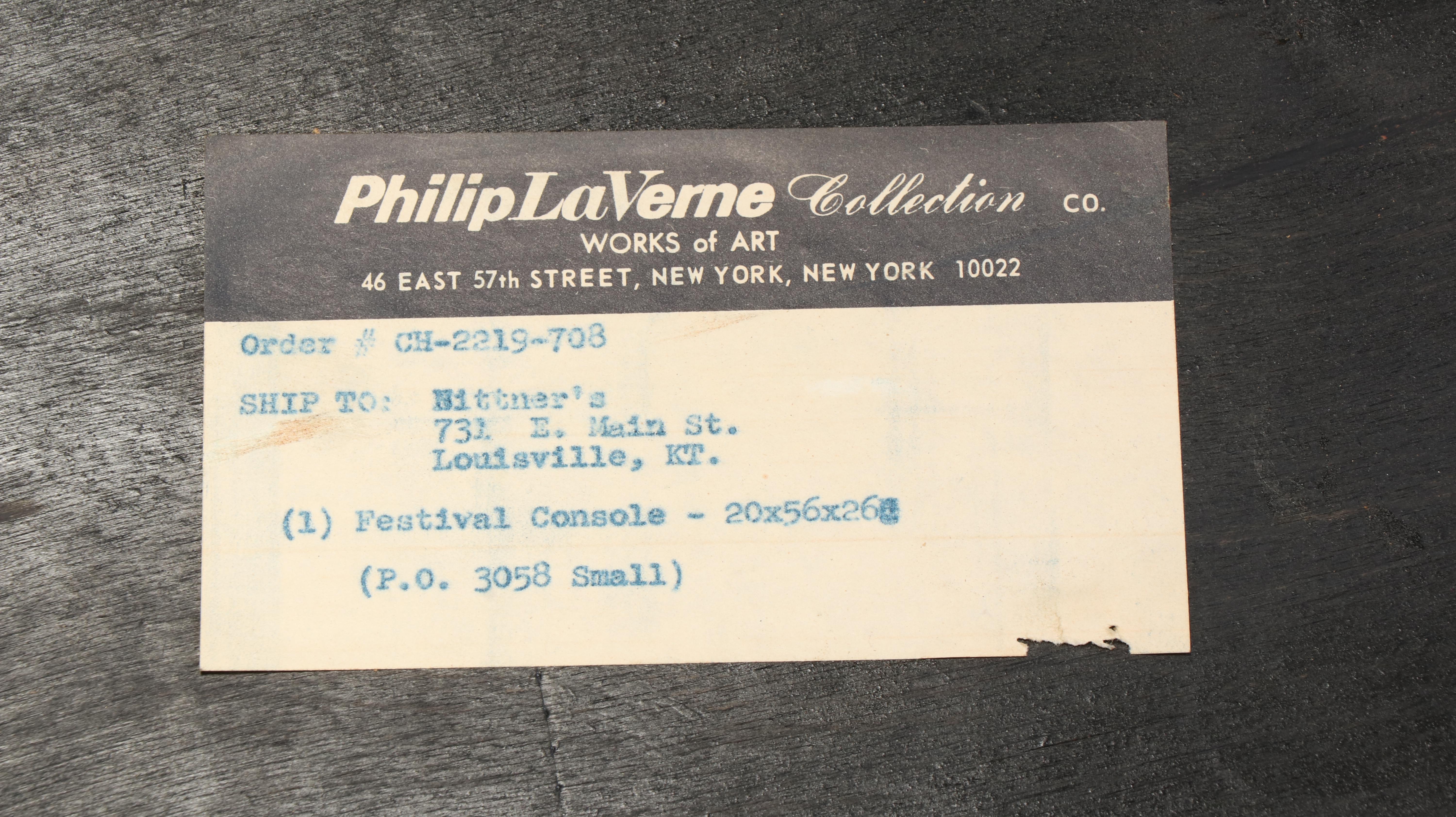 Philip & Kelvin LaVerne "Spring Festival" Etched Bronze and Pewter Console Table