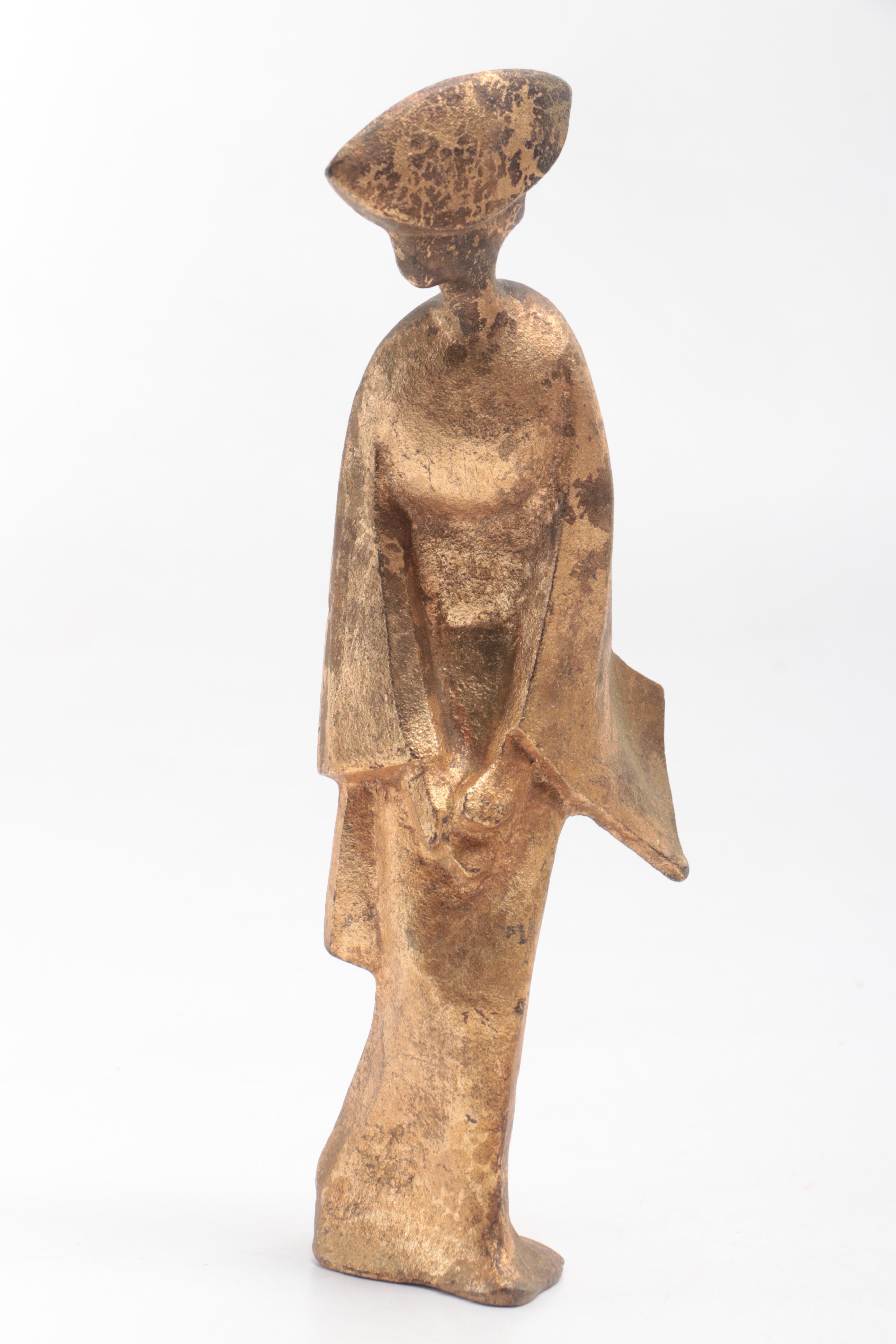 Japanese Gilt Metal Dancing Figuries, Mid-20th Century