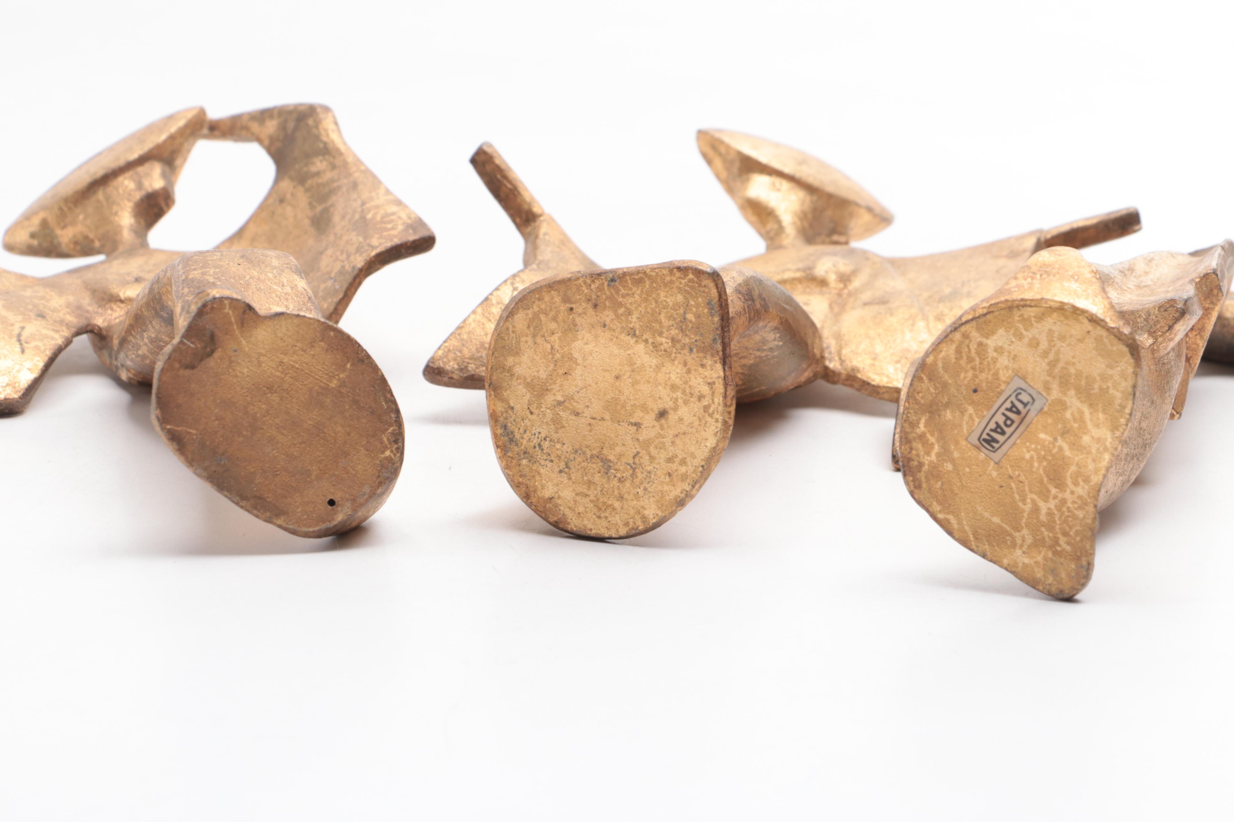 Japanese Gilt Metal Dancing Figuries, Mid-20th Century