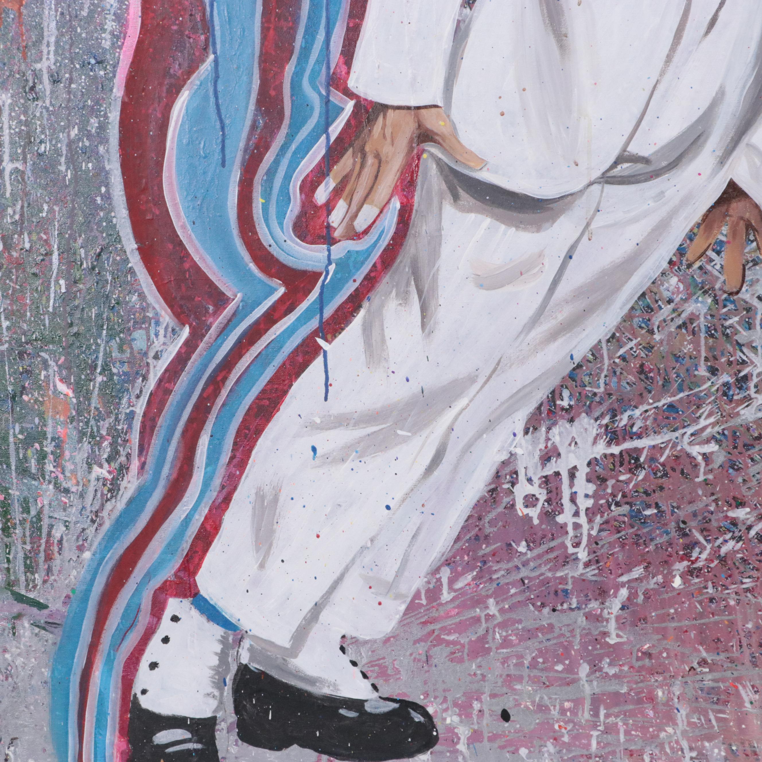 Vasu Bhushan Large-Scale Acrylic Painting of Michael Jackson