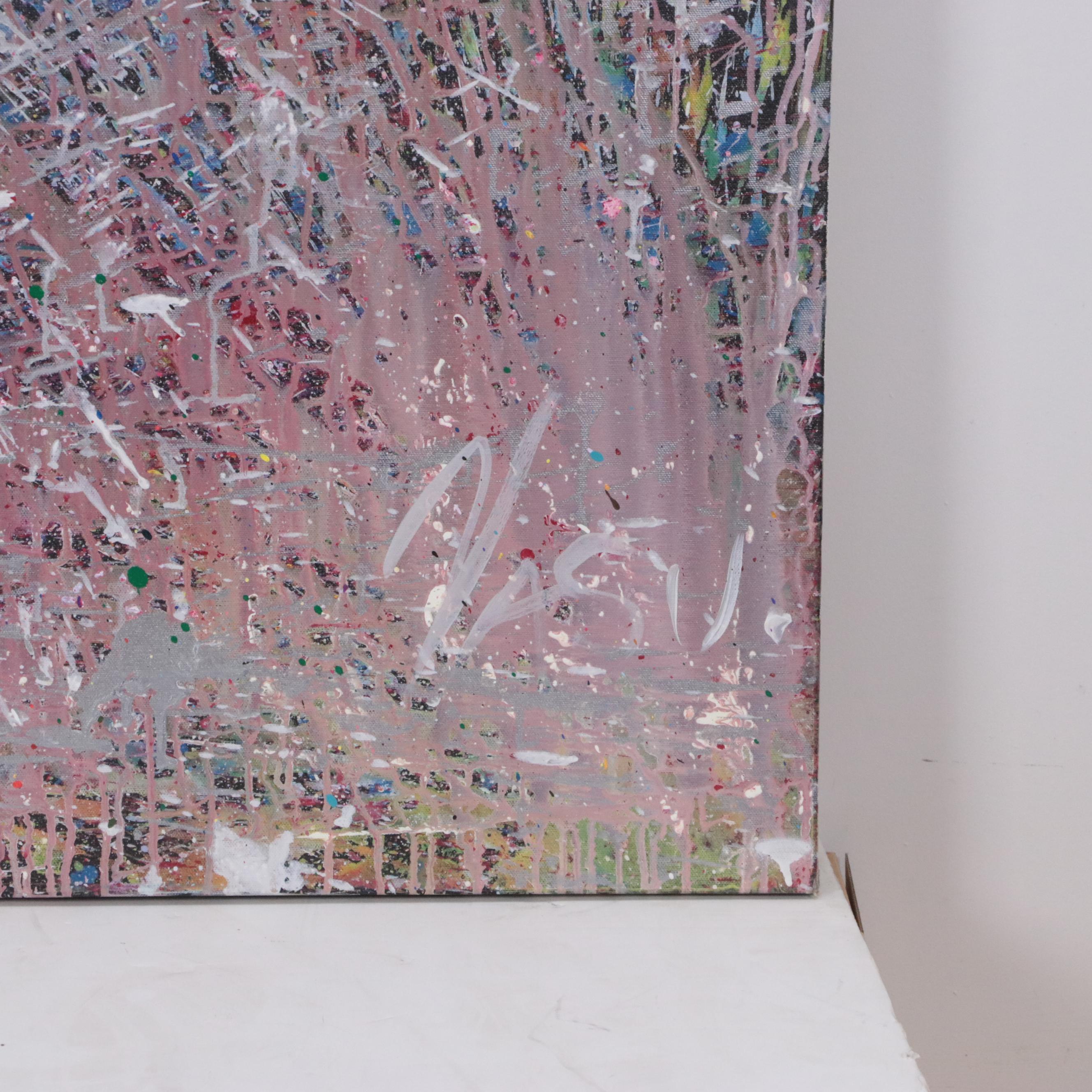 Vasu Bhushan Large-Scale Acrylic Painting of Michael Jackson