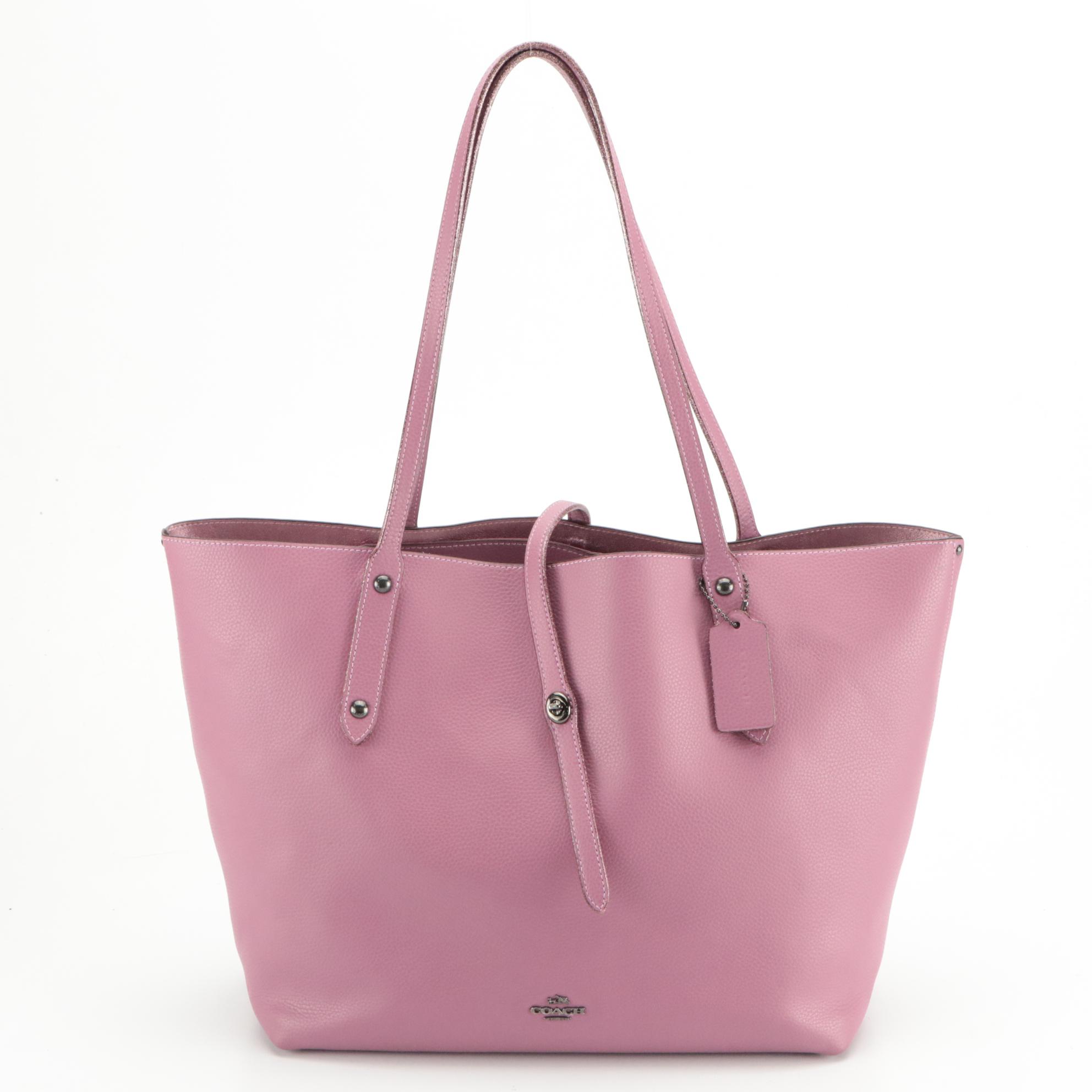 Coach Large Market Tote in Pink/Purple Grained Leather