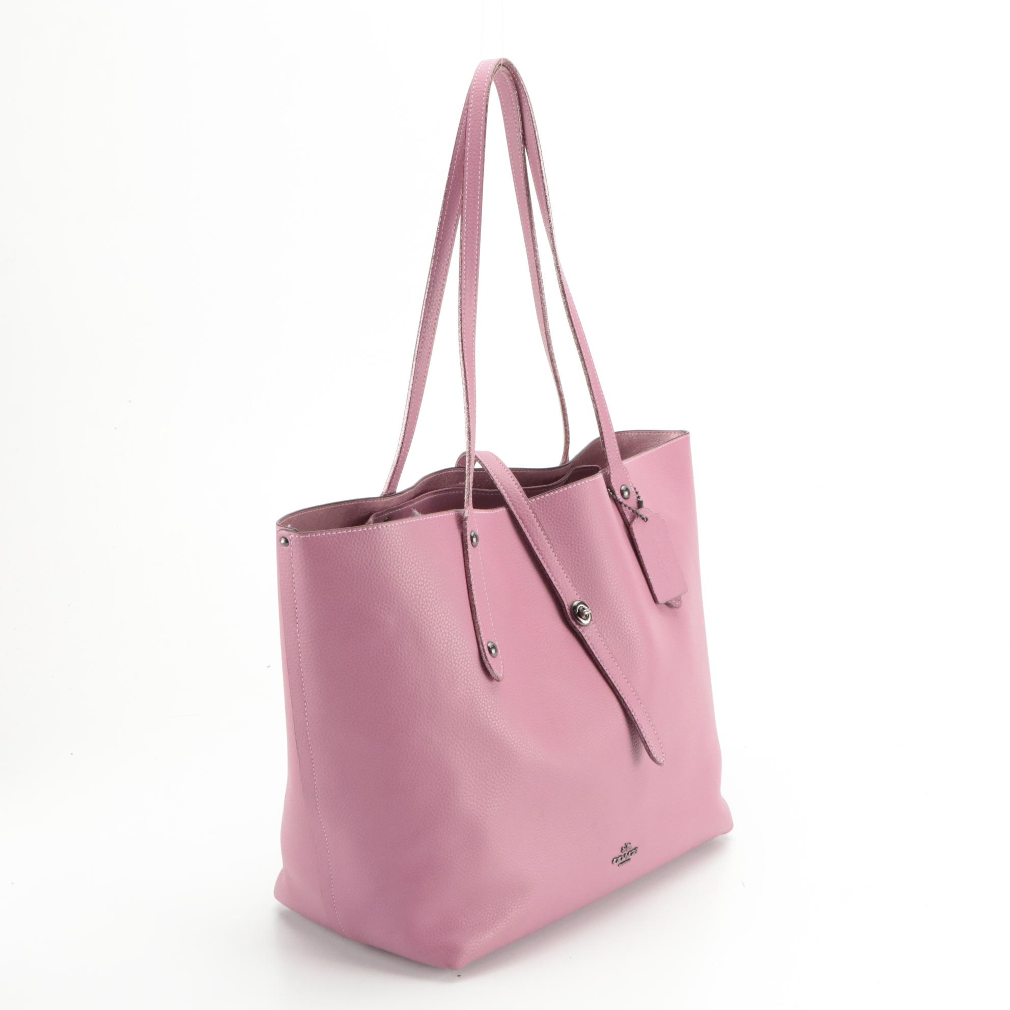 Coach Large Market Tote in Pink/Purple Grained Leather