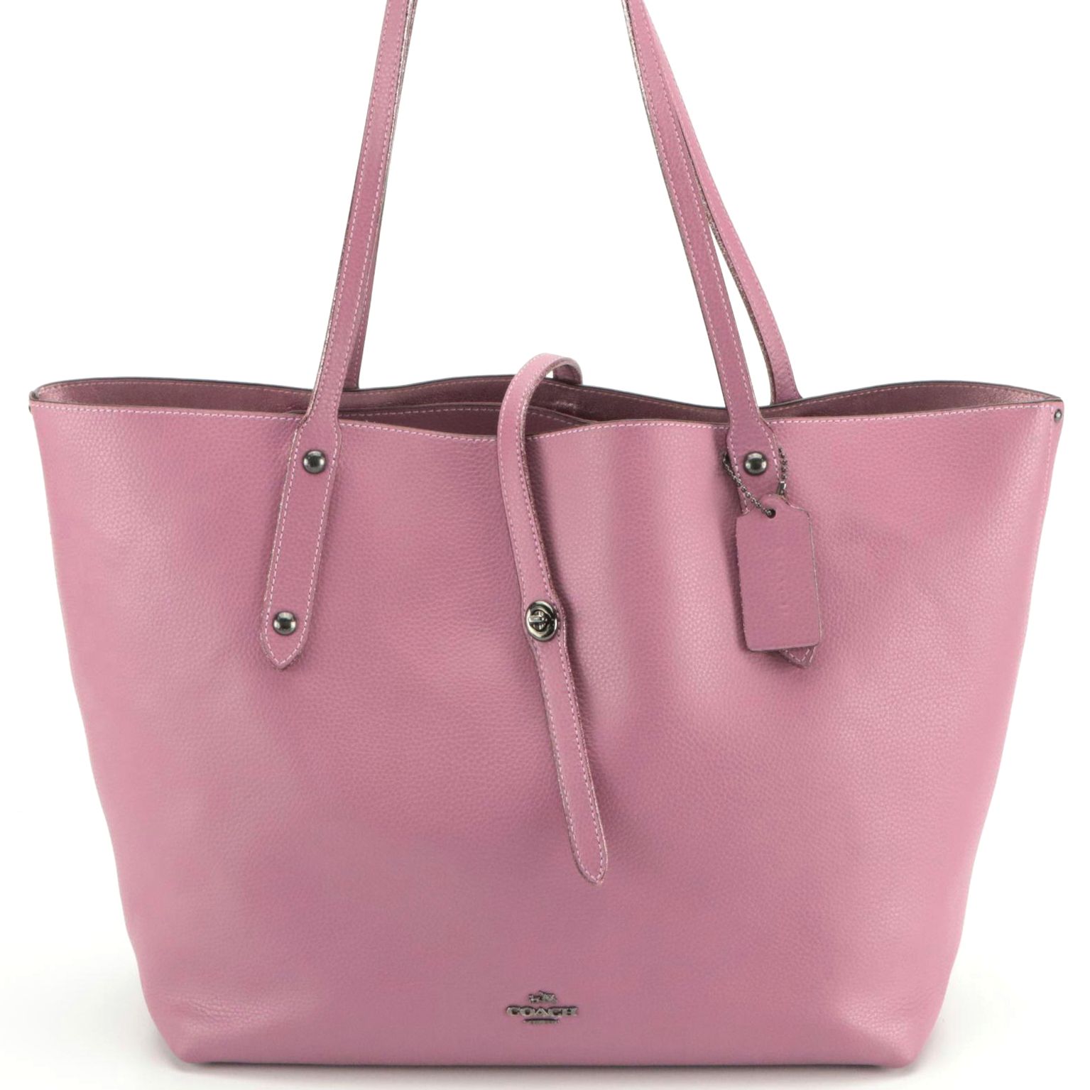 Coach Large Market Tote in Pink/Purple Grained Leather
