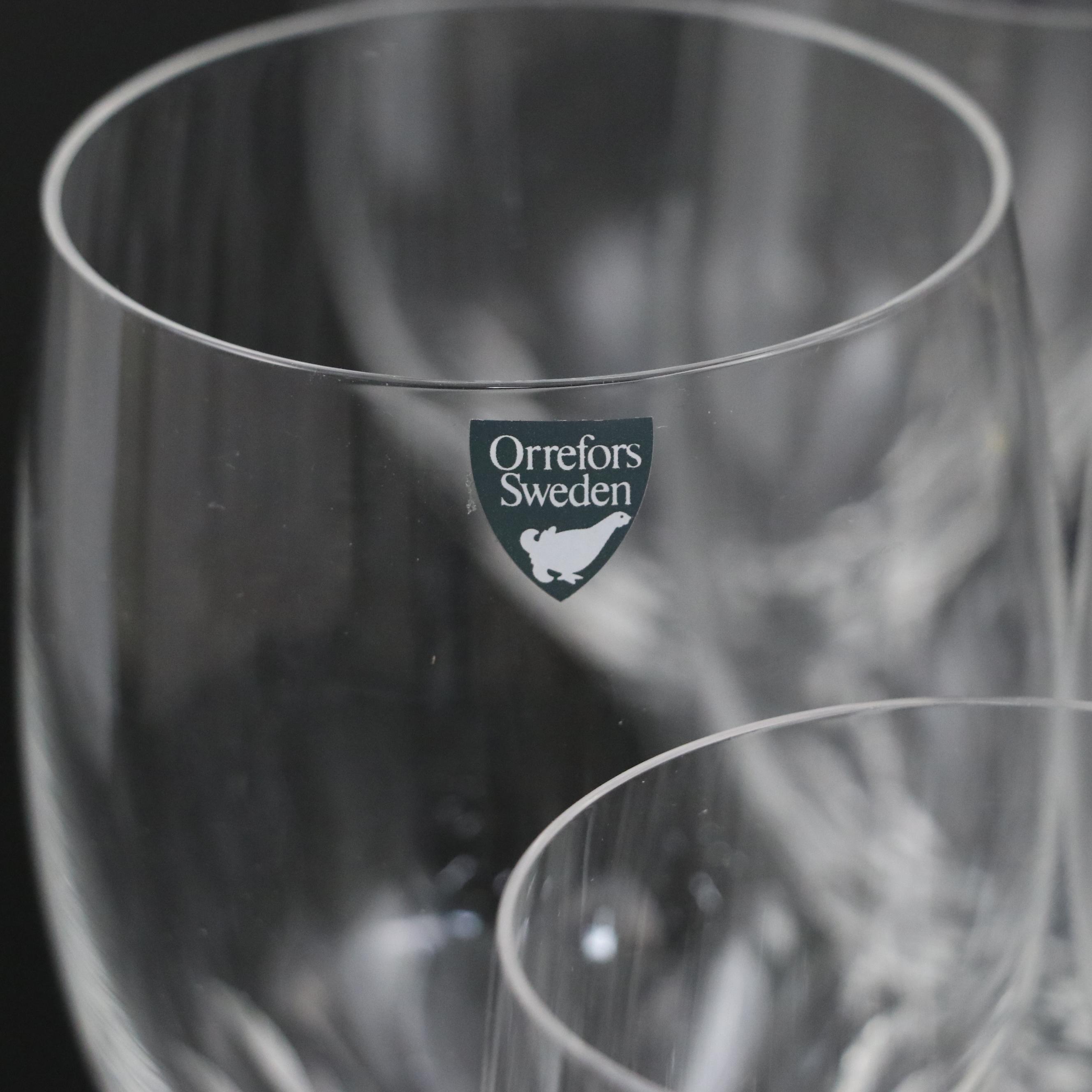 Orrefors "Prelude Clear" Water Goblets and Claret Wine Glasses, 21st Century