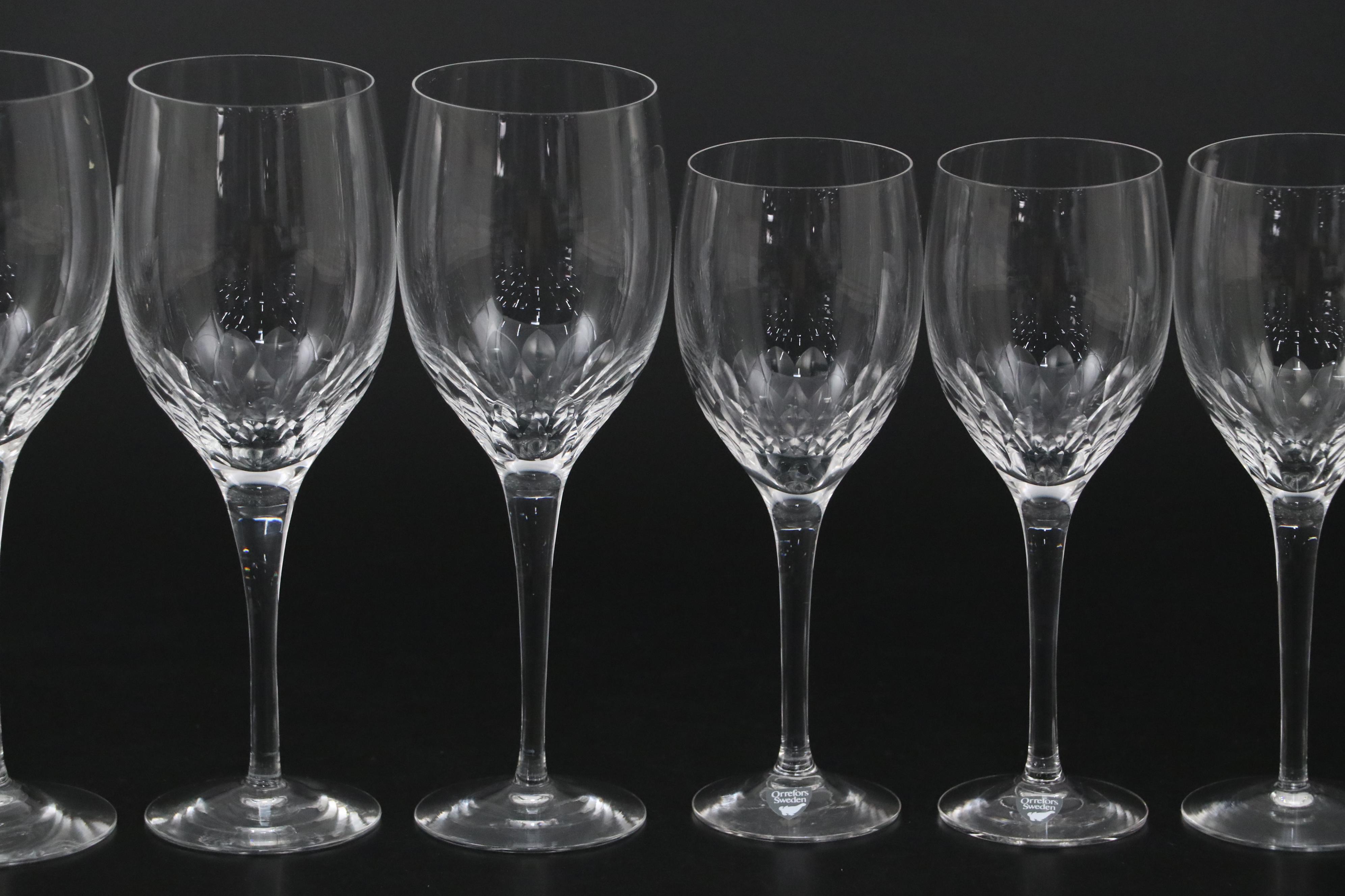 Orrefors "Prelude Clear" Water Goblets and Claret Wine Glasses, 21st Century