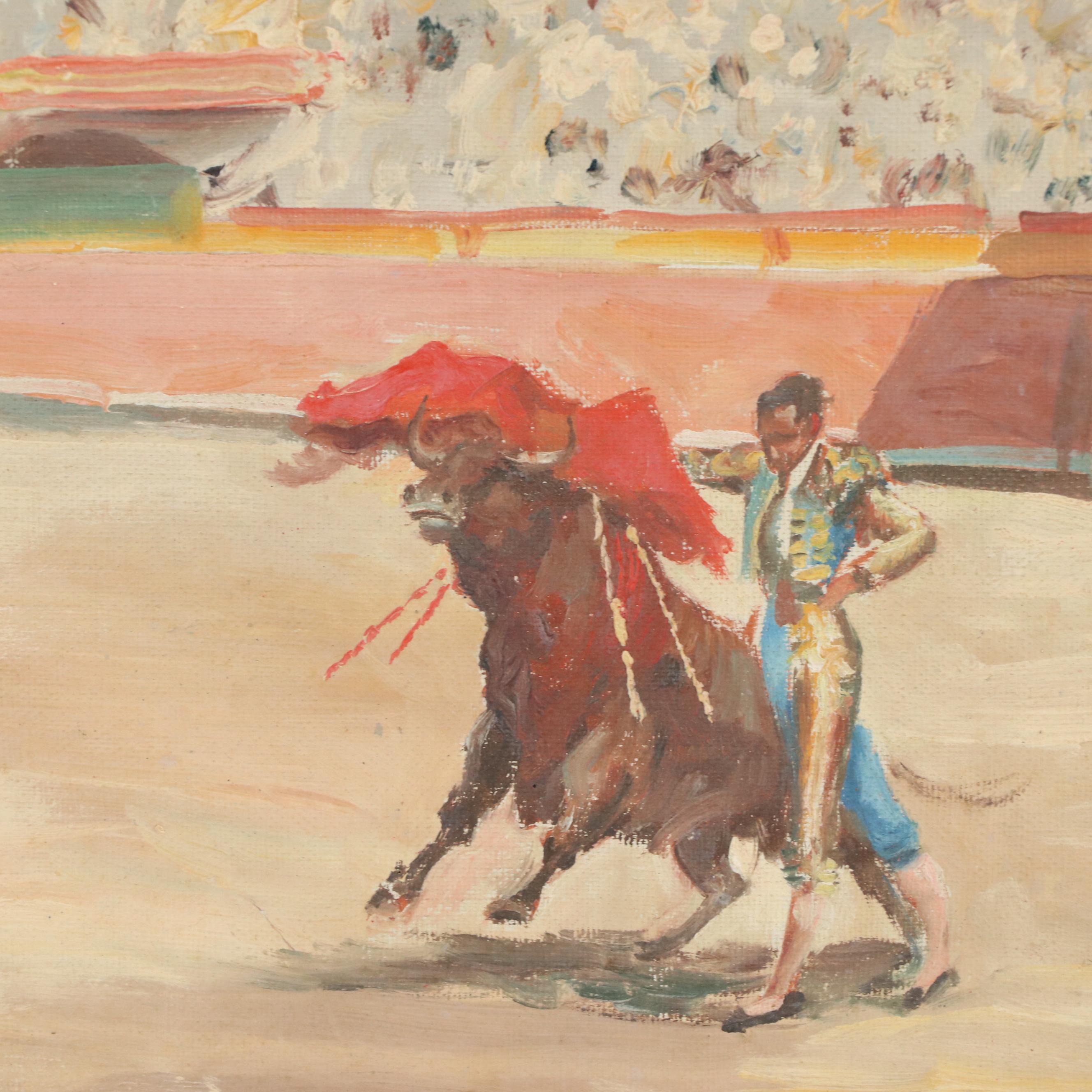 Oil Painting of Matador During Bullfight