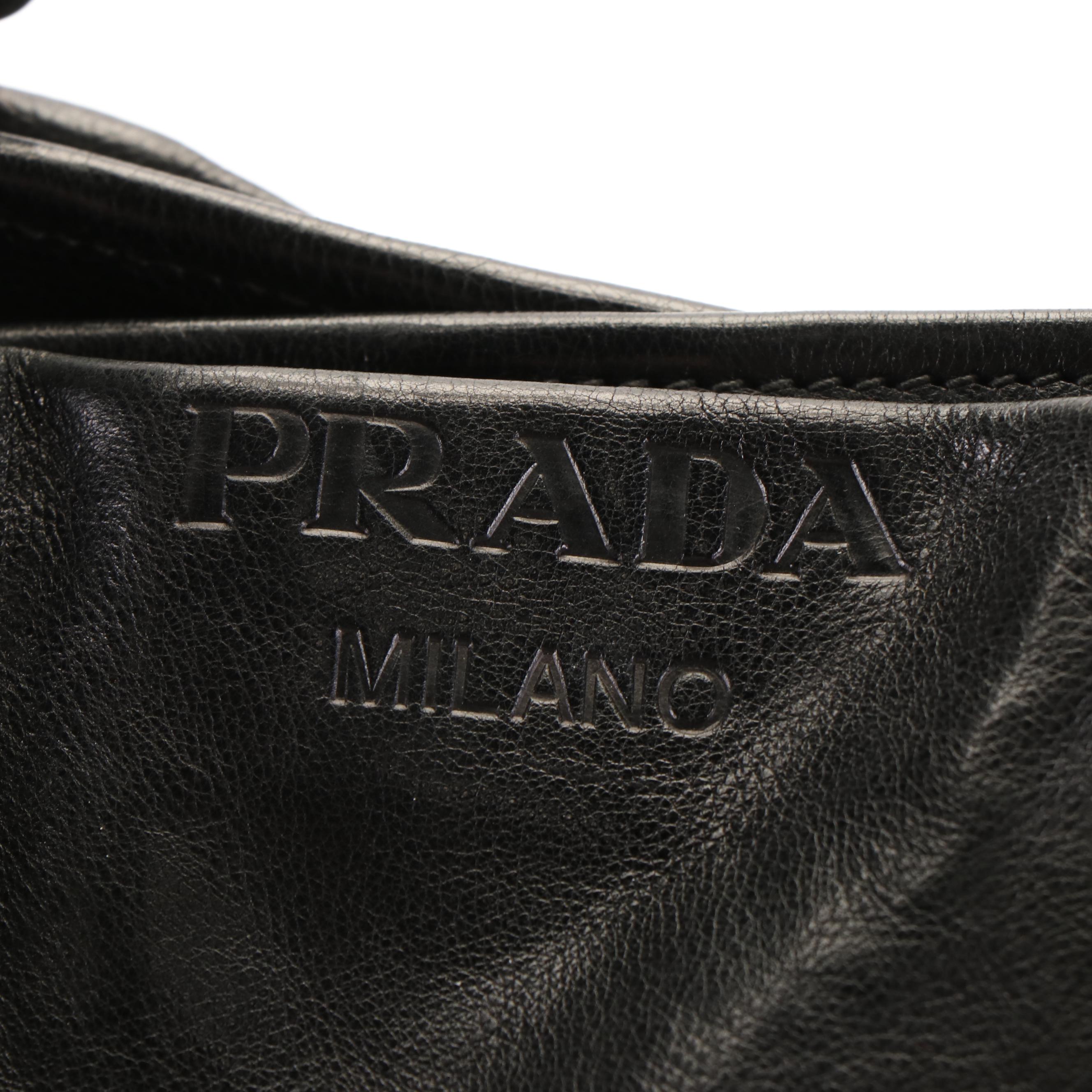 Prada Top Handle Tote Bag in Black Leather
