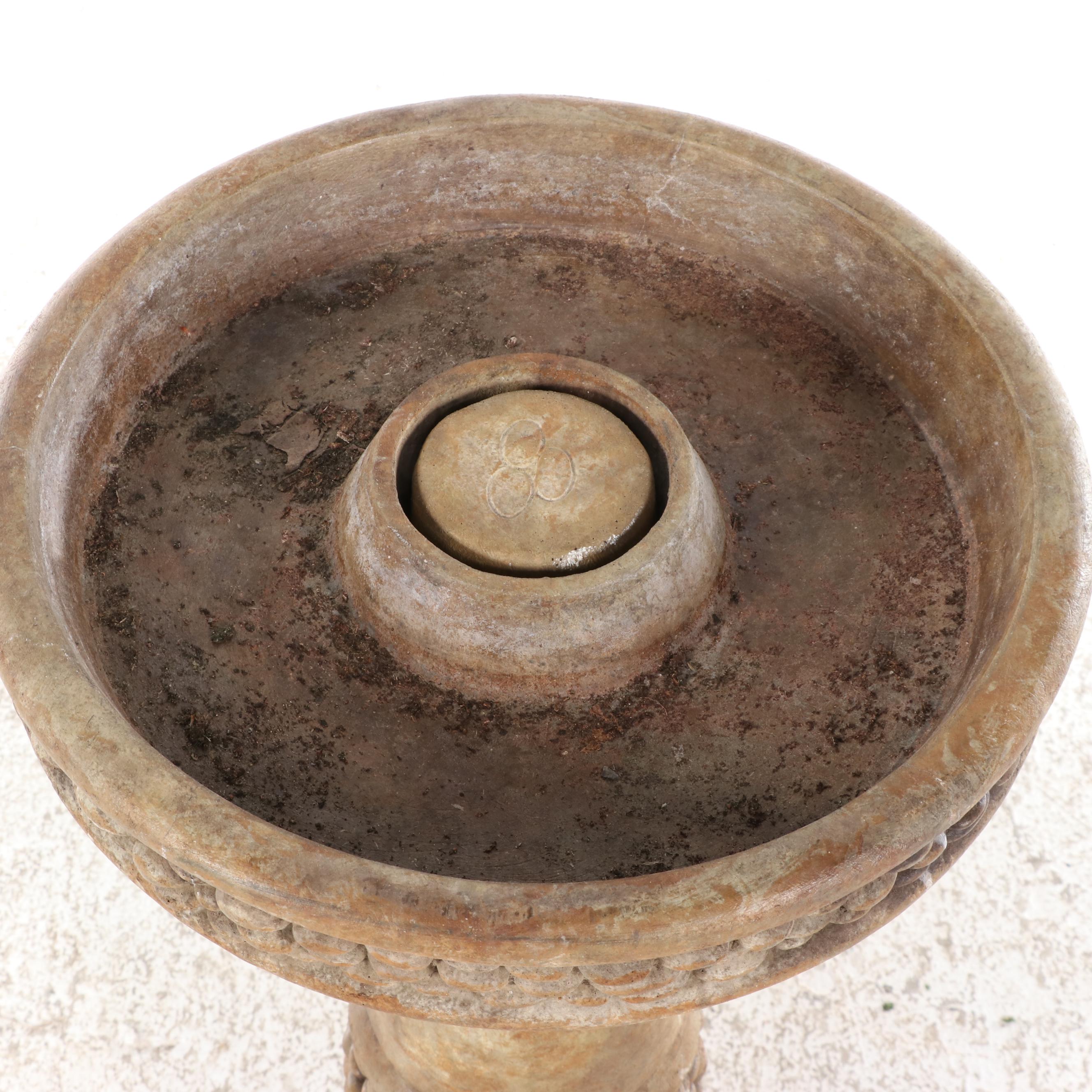 Cast Resin Stacked Stone Motif Bird Bath