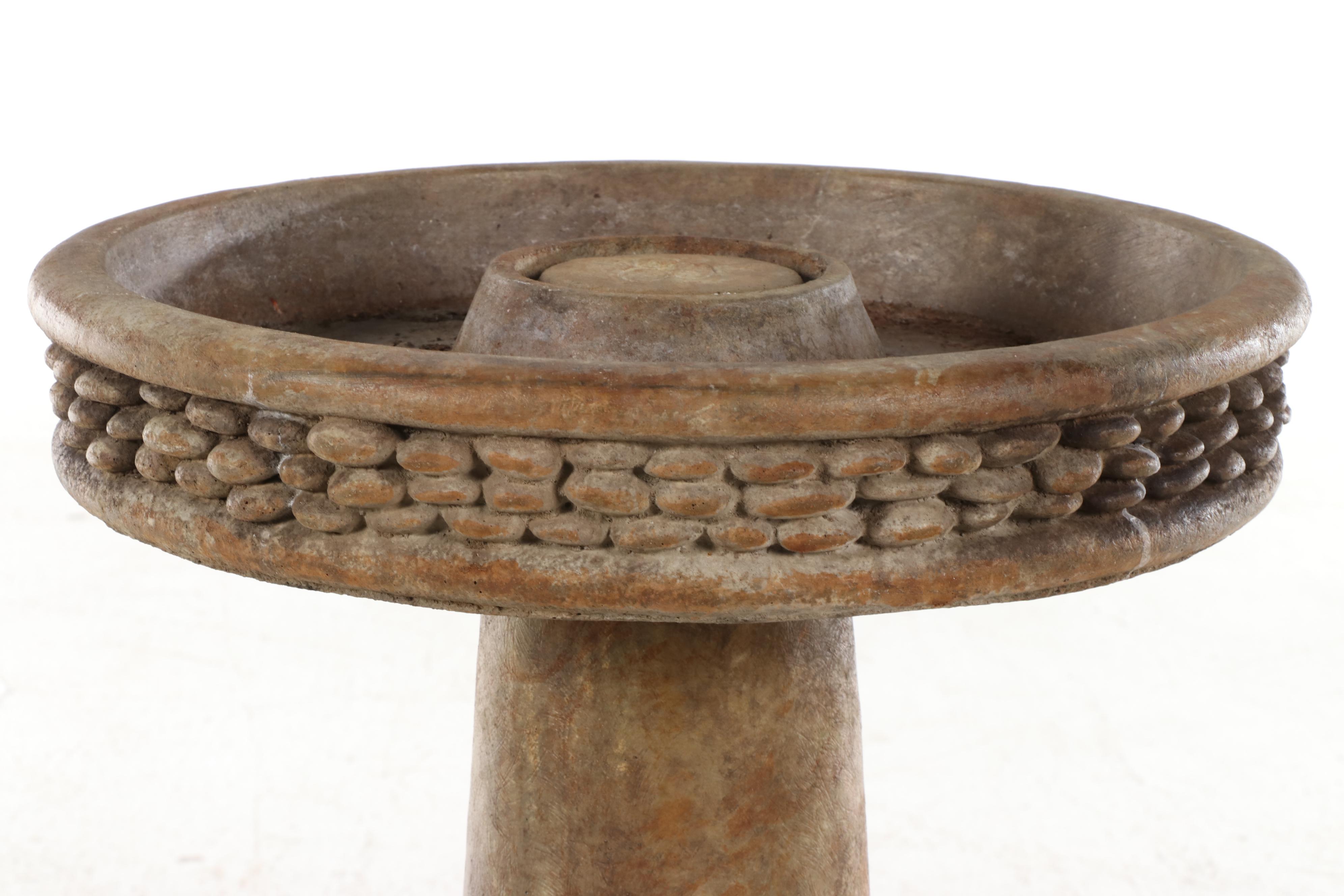 Cast Resin Stacked Stone Motif Bird Bath