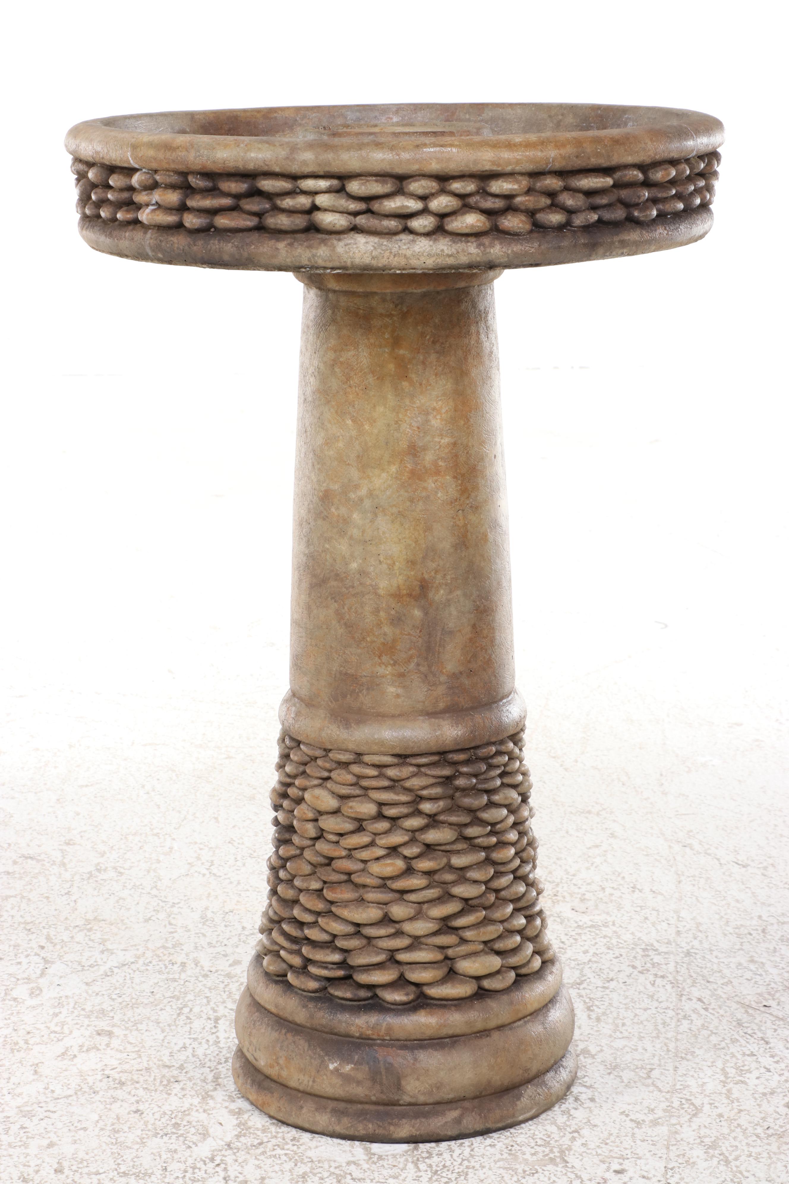 Cast Resin Stacked Stone Motif Bird Bath
