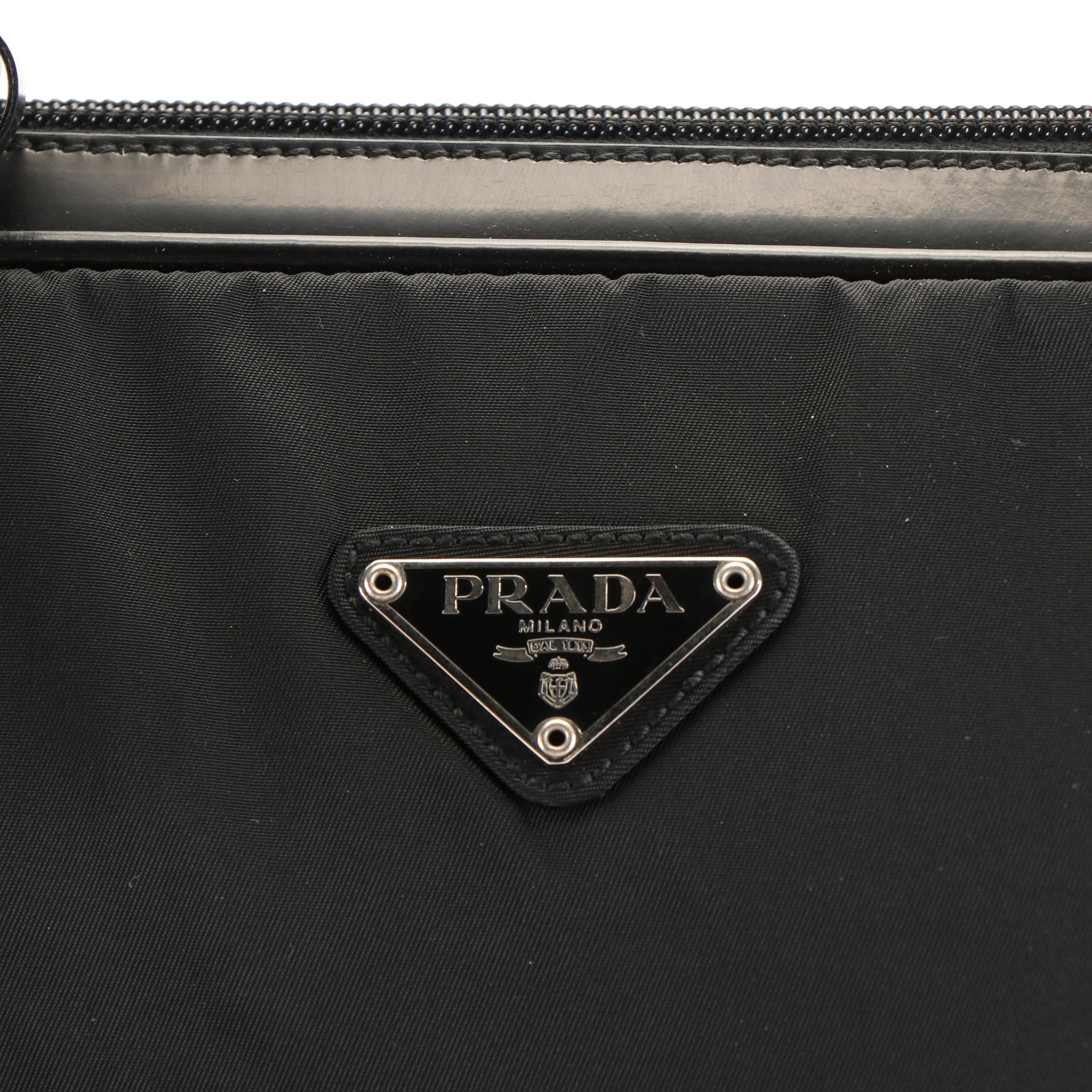 Prada Handbag in Black Tessuto Nylon and Patent Leather